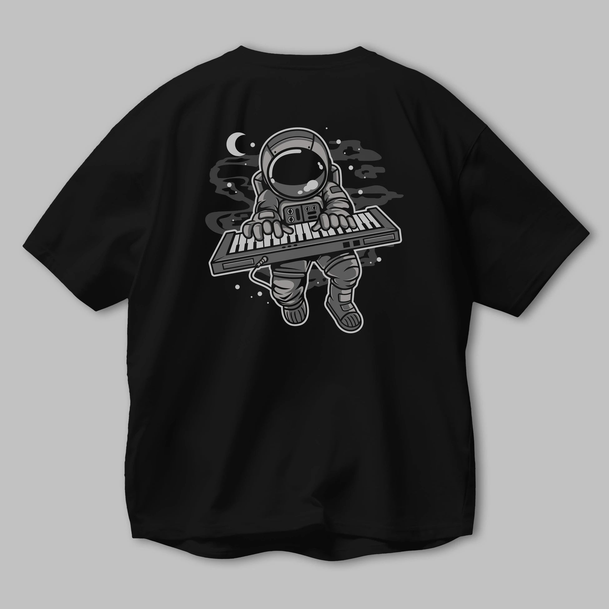 Astronaut Keyboard Arka Baskılı Oversize t-shirt Erkek Kadın Unisex
