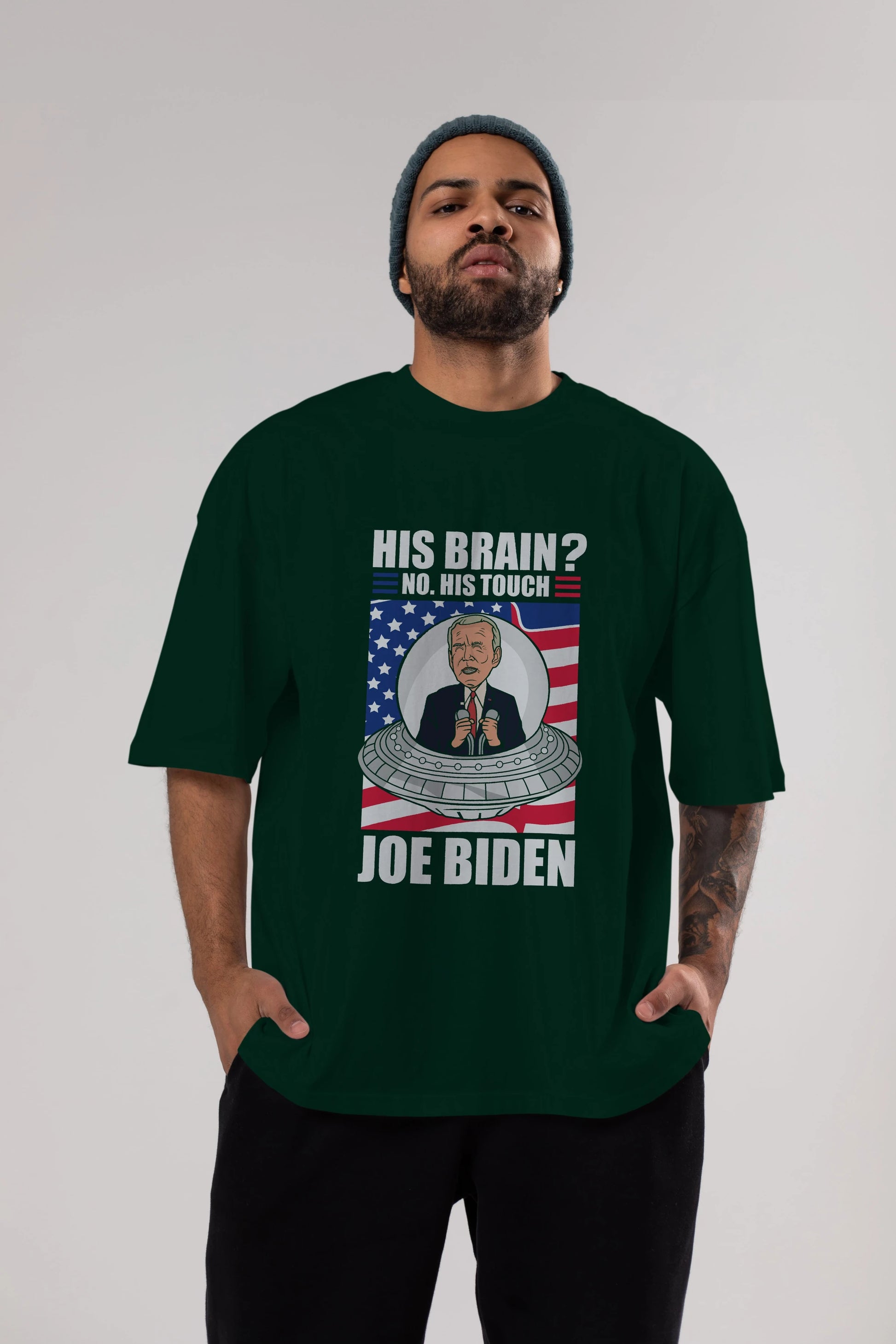 Alien Biden Ön Baskılı Oversize t-shirt Erkek Kadın Unisex %100 Pamuk tişort