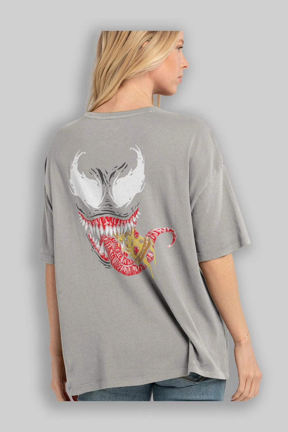 Venom (1) Arka Baskılı Oversize t-shirt Erkek Kadın Unisex %100 Pamuk Bisiklet Yaka tişort