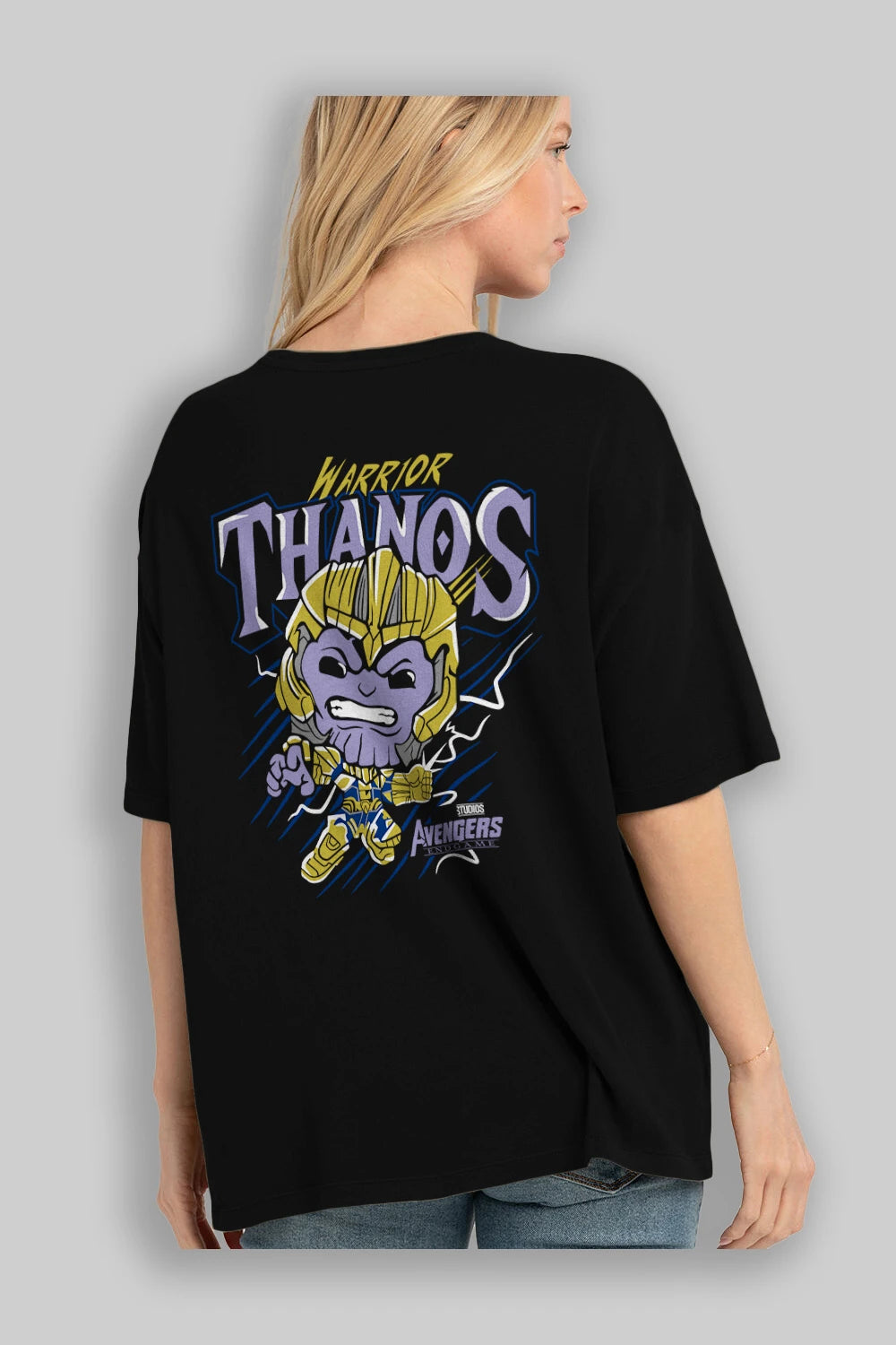 Thanos (2) Arka Baskılı Oversize t-shirt Erkek Kadın Unisex %100 Pamuk Bisiklet Yaka tişort