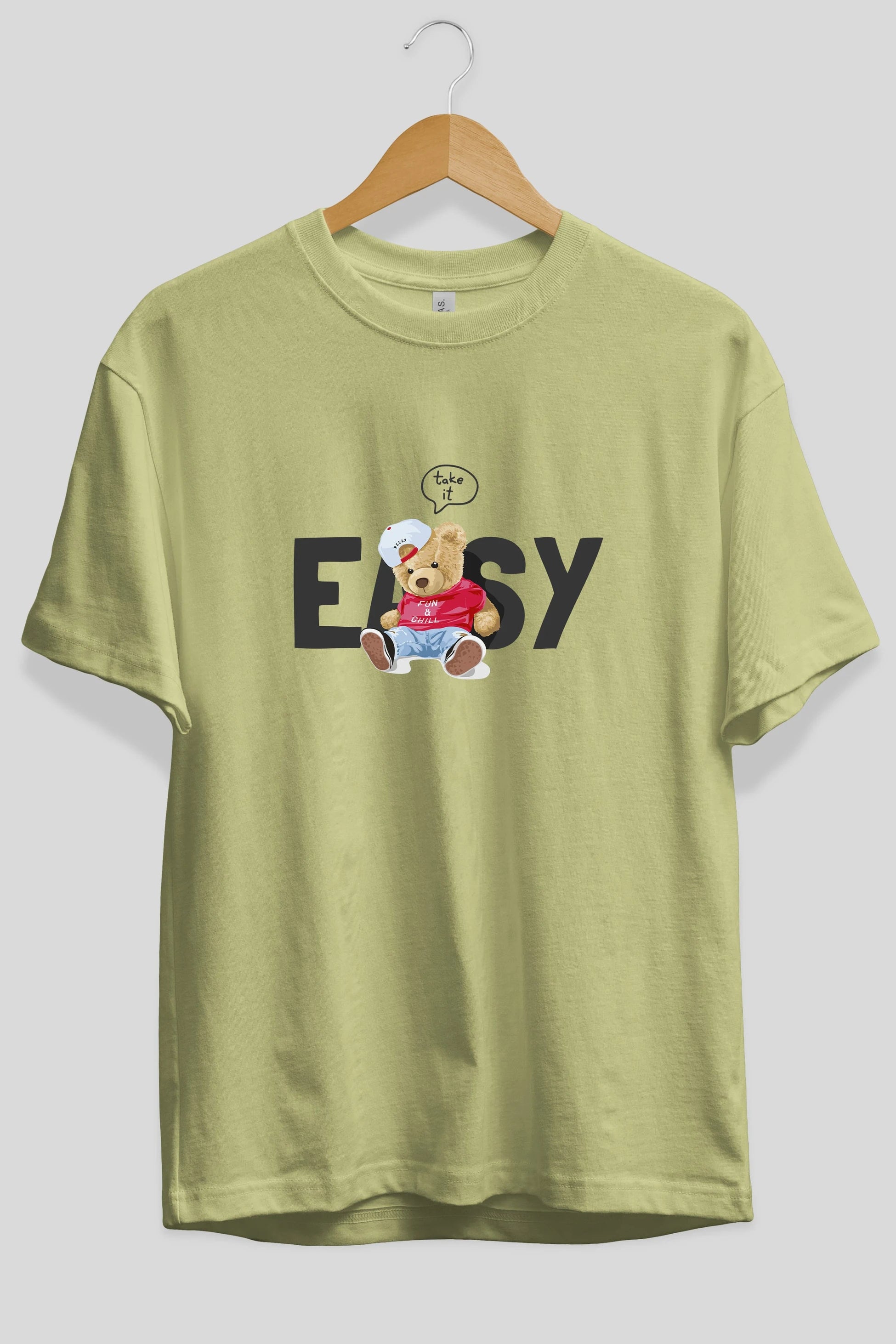 Teddy Bear Easy Ön Baskılı Oversize t-shirt Erkek Kadın Unisex %100 Pamuk