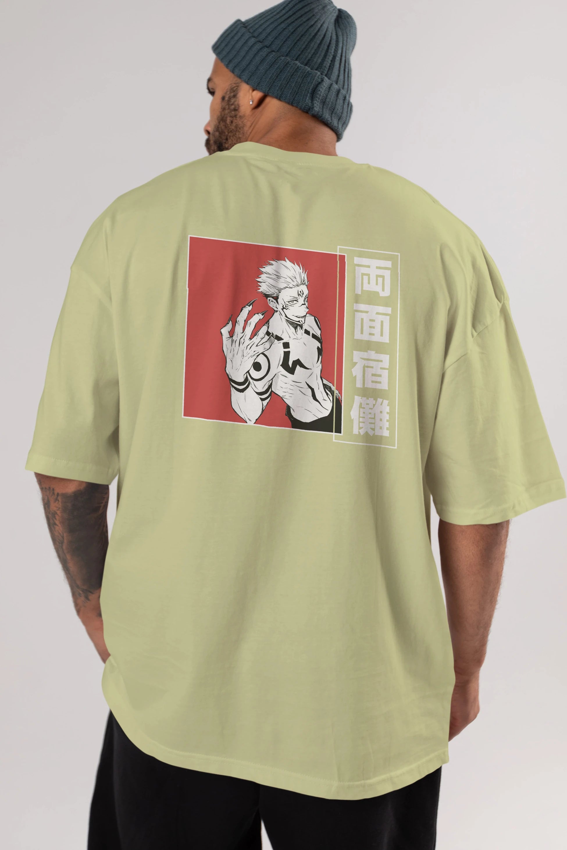 Sukuna Ryoumen 2 Anime Arka Baskılı Oversize t-shirt Erkek Kadın Unisex