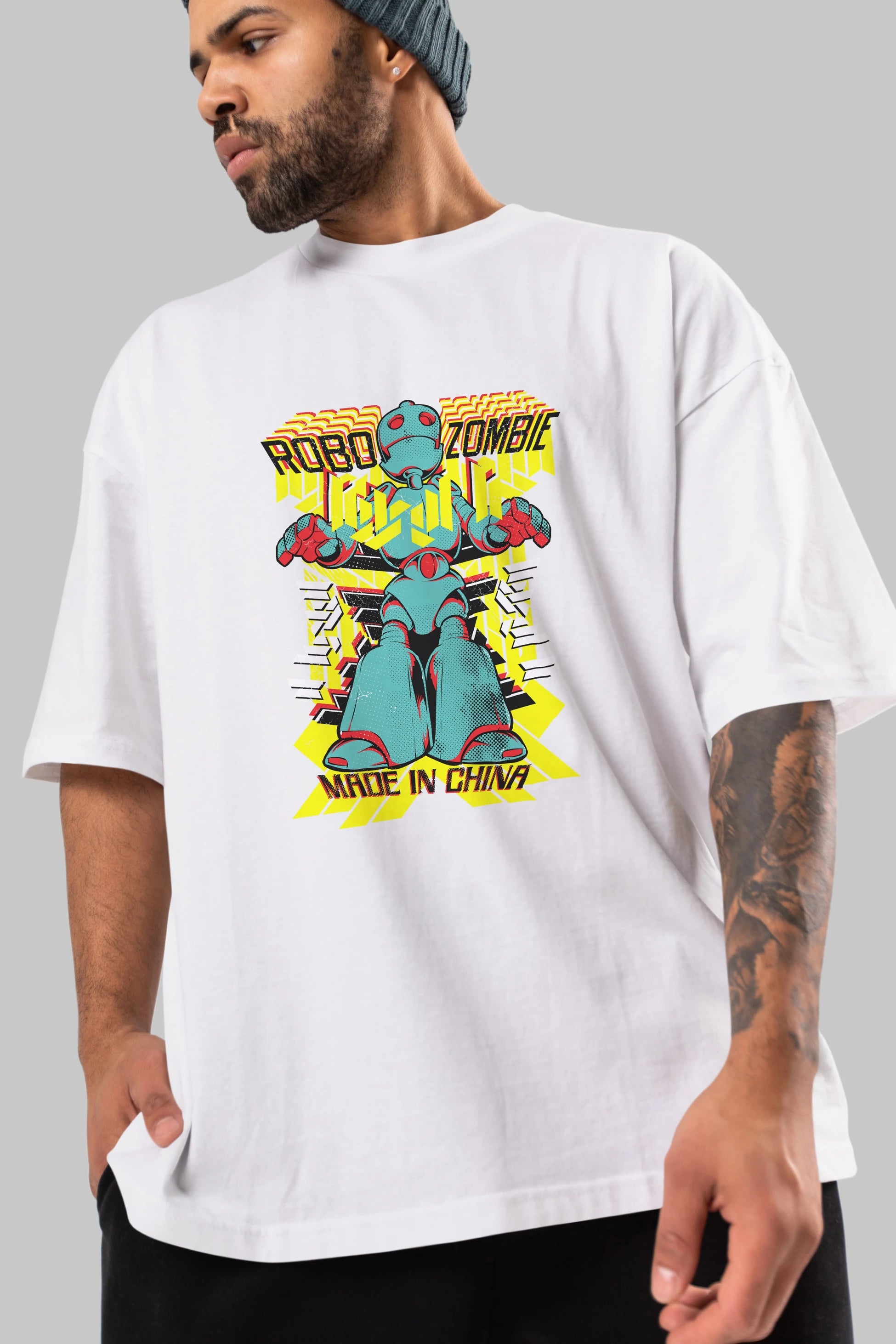 Robo Zombie Ön Baskılı Oversize t-shirt Erkek Kadın Unisex