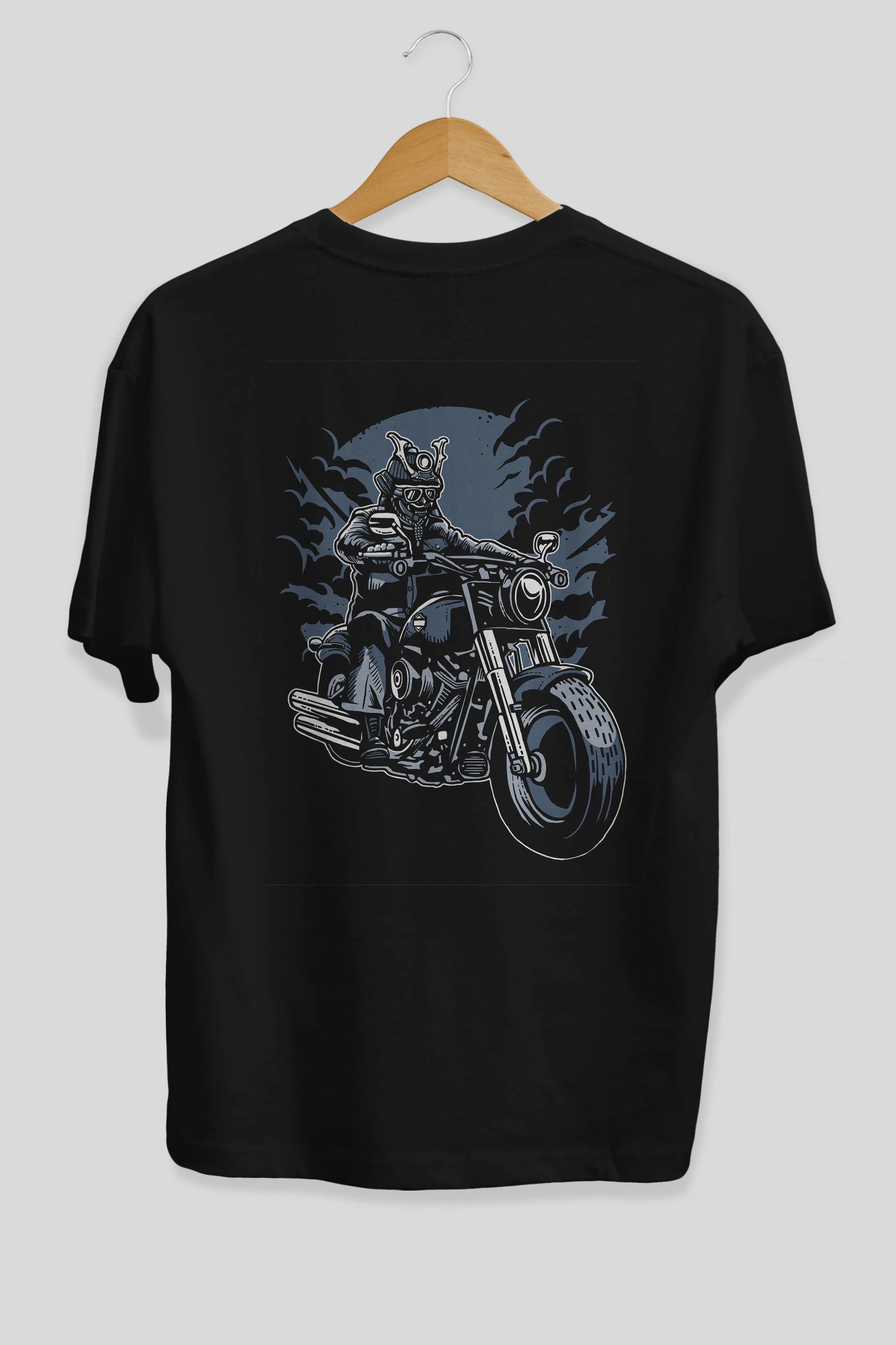Samurai Ride Arka Baskılı Oversize t-shirt Erkek Kadın Unisex %100 Pamuk