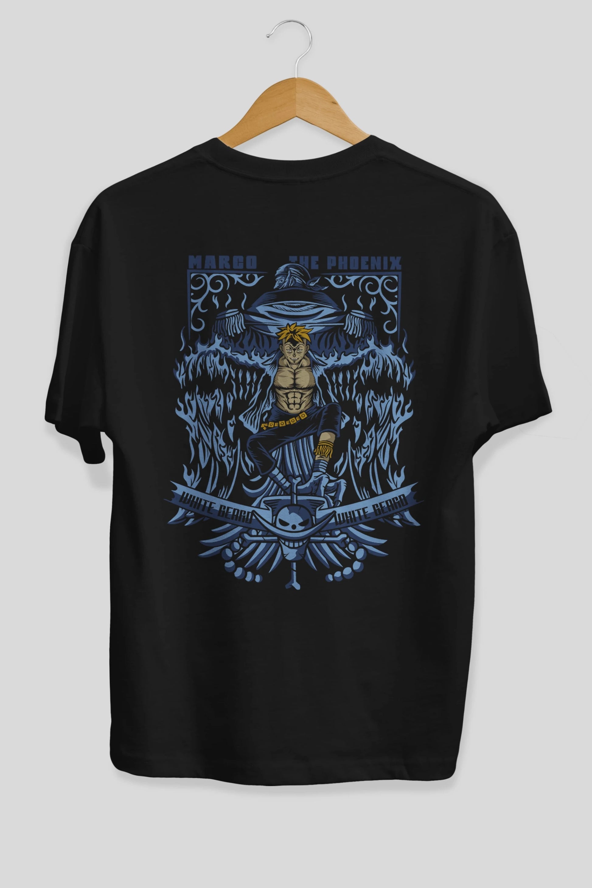 MARCO EL FENIX One Piece Anime Arka Baskılı Oversize t-shirt Erkek Kadın Unisex