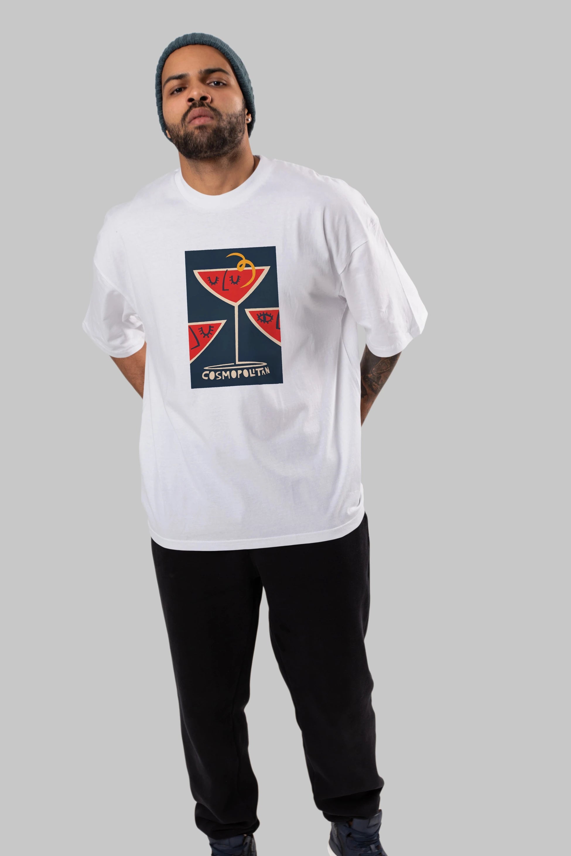 Cosmopolitan 4 Ön Baskılı Oversize t-shirt Erkek Kadın Unisex %100 Pamuk Bisiklet Yaka tişort