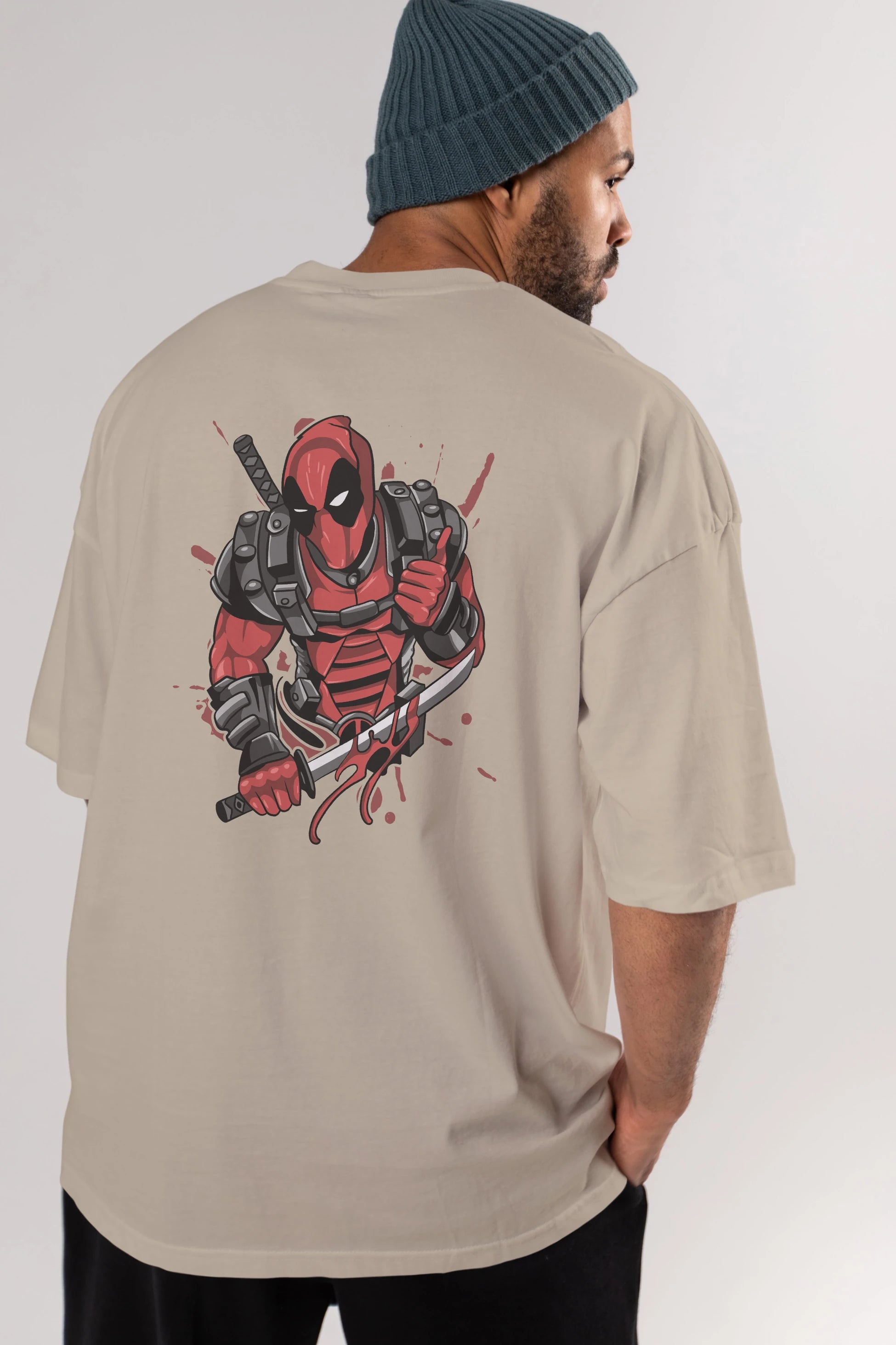 Deadpool (12) Arka Baskılı Oversize t-shirt Erkek Kadın Unisex %100 Pamuk Bisiklet Yaka tişort