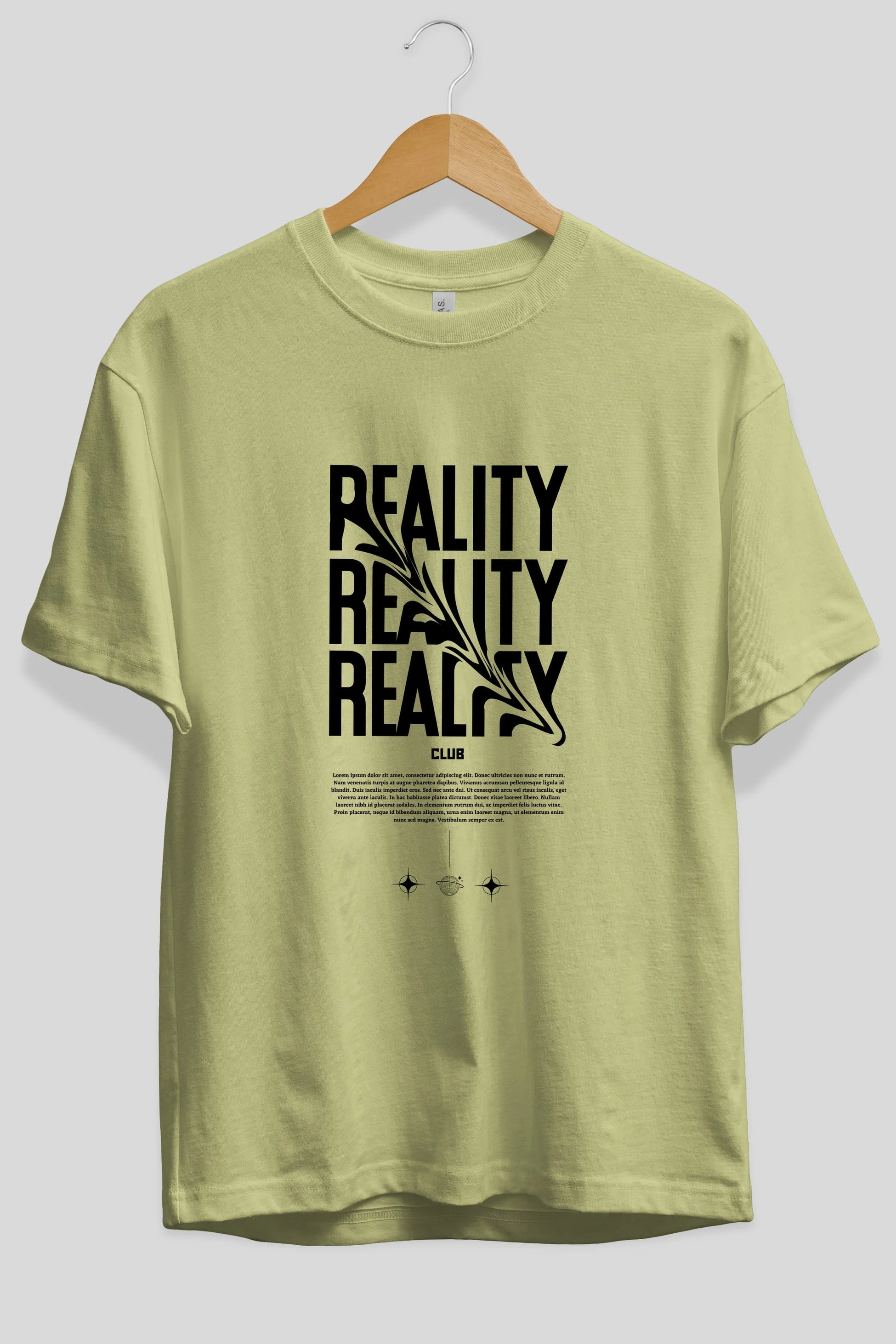 Reality Yazılı Ön Baskılı Oversize t-shirt Erkek Kadın Unisex