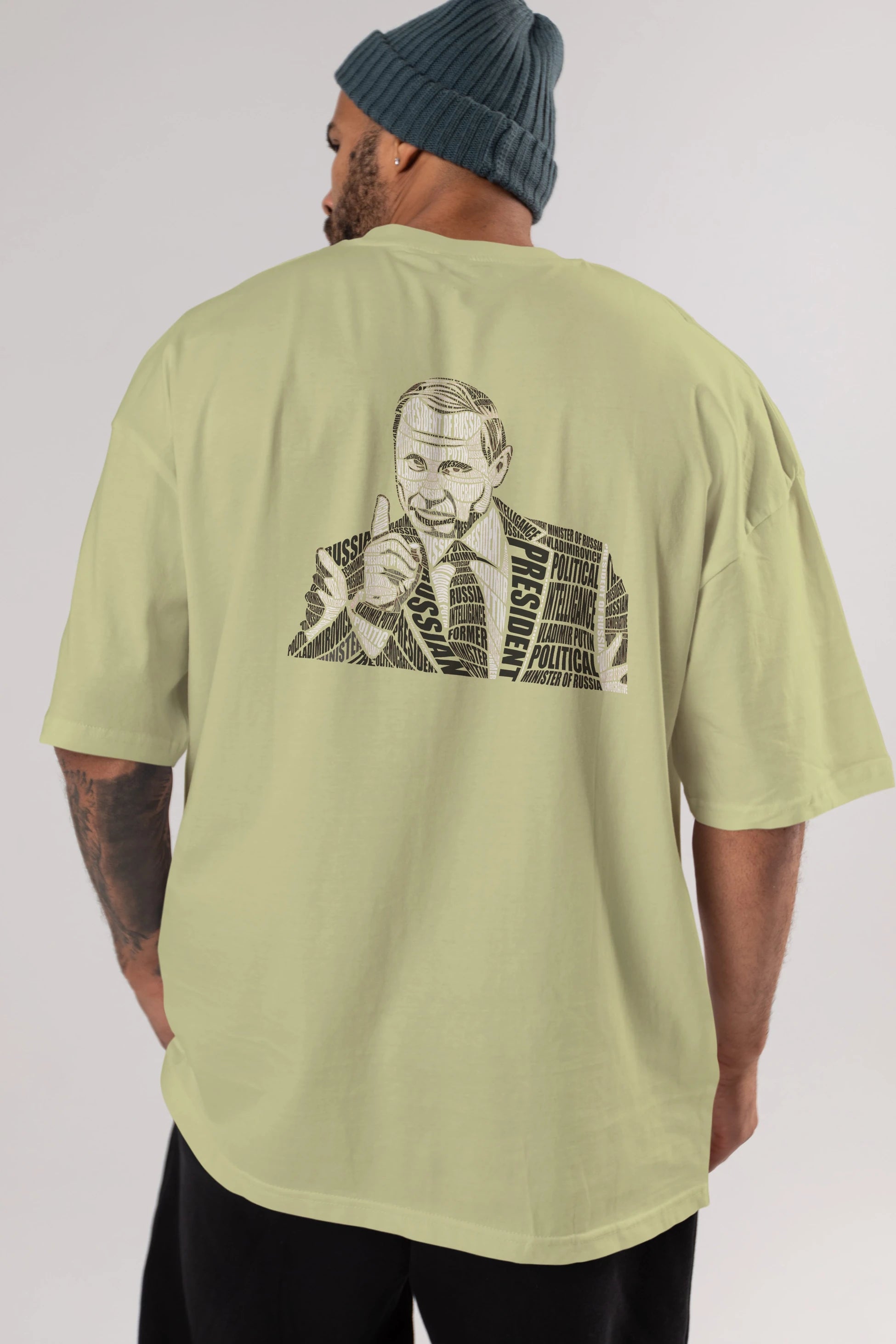 Putin Calligram Arka Baskılı Oversize t-shirt %100 pamuk Erkek Kadın Unisex