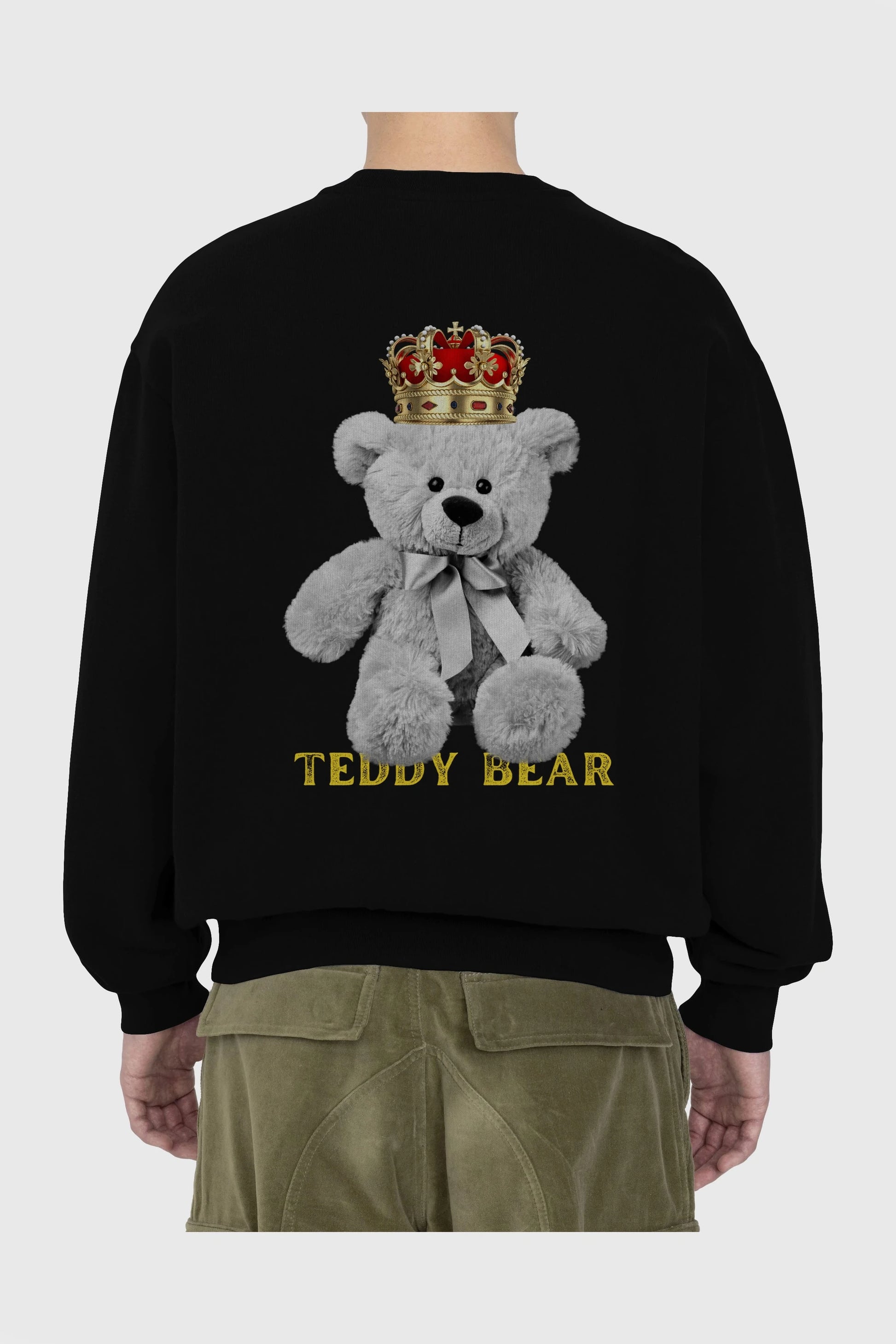 Teddy Bear Arka Baskılı Oversize Sweatshirt Erkek Kadın Unisex