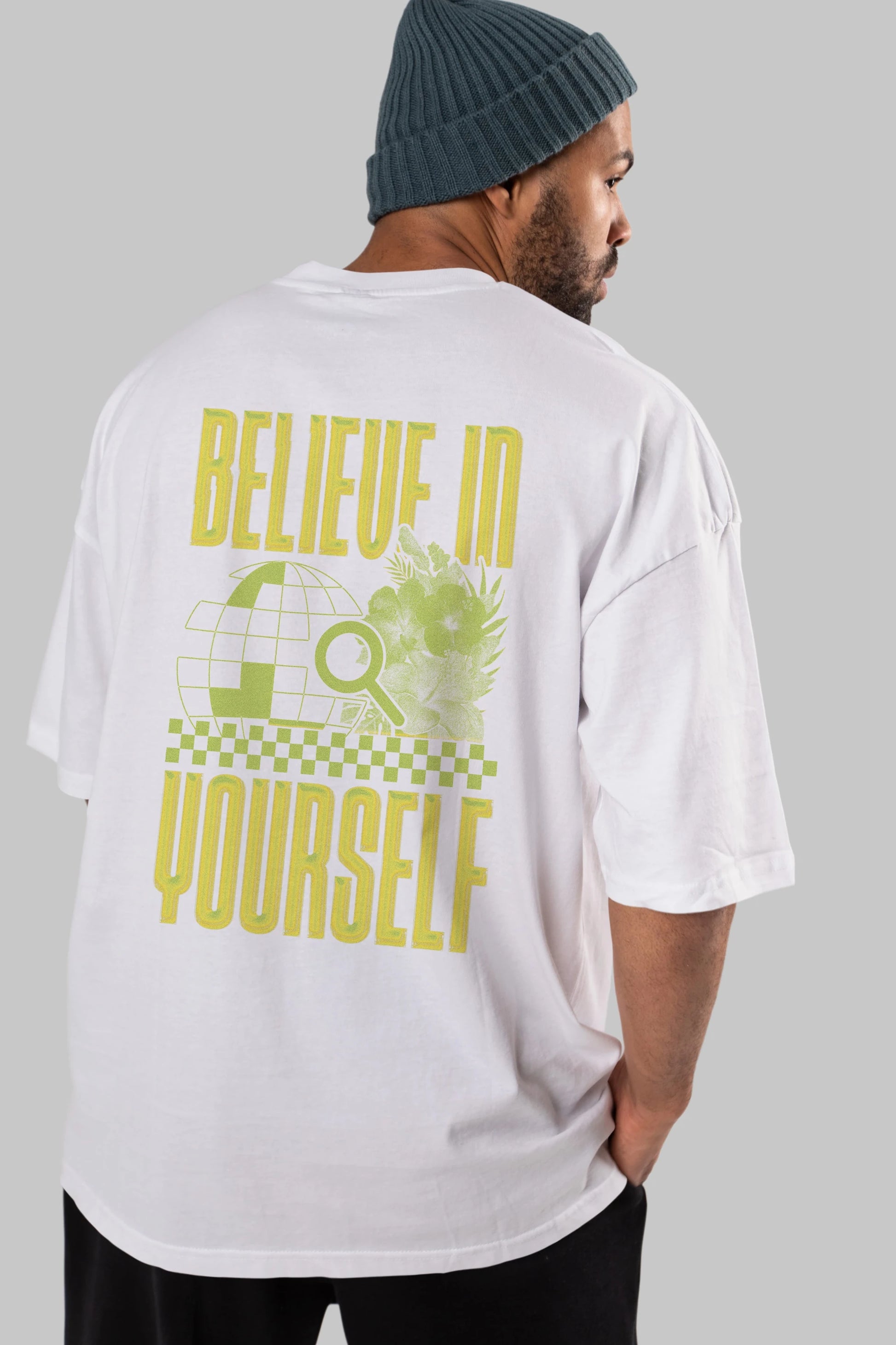 Believe in Yourself Yellow Arka Baskılı Oversize t-shirt Erkek Kadın Unisex