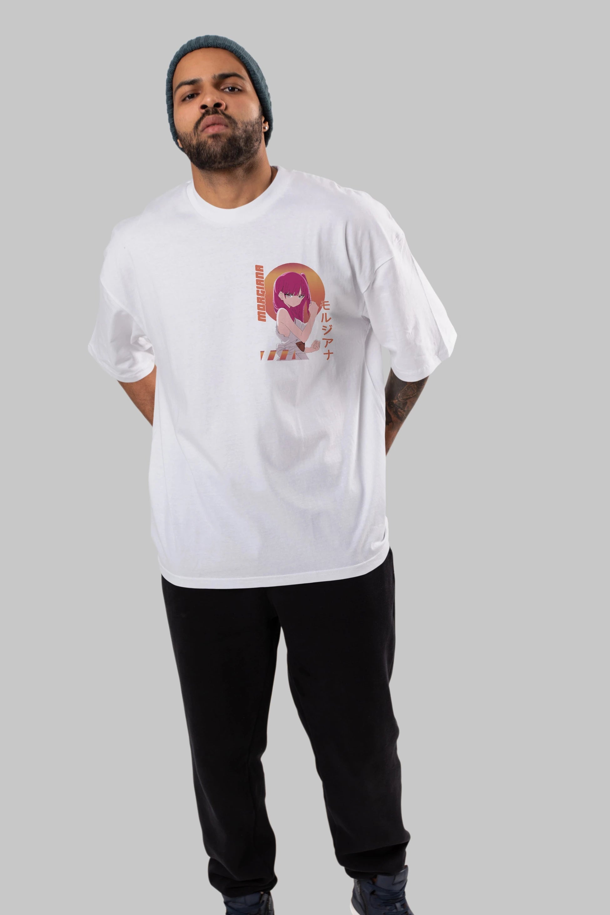 Morgiana 5 Ön Sol Baskılı Oversize t-shirt Erkek Kadın Unisex %100 Pamuk Bisiklet Yaka tişort