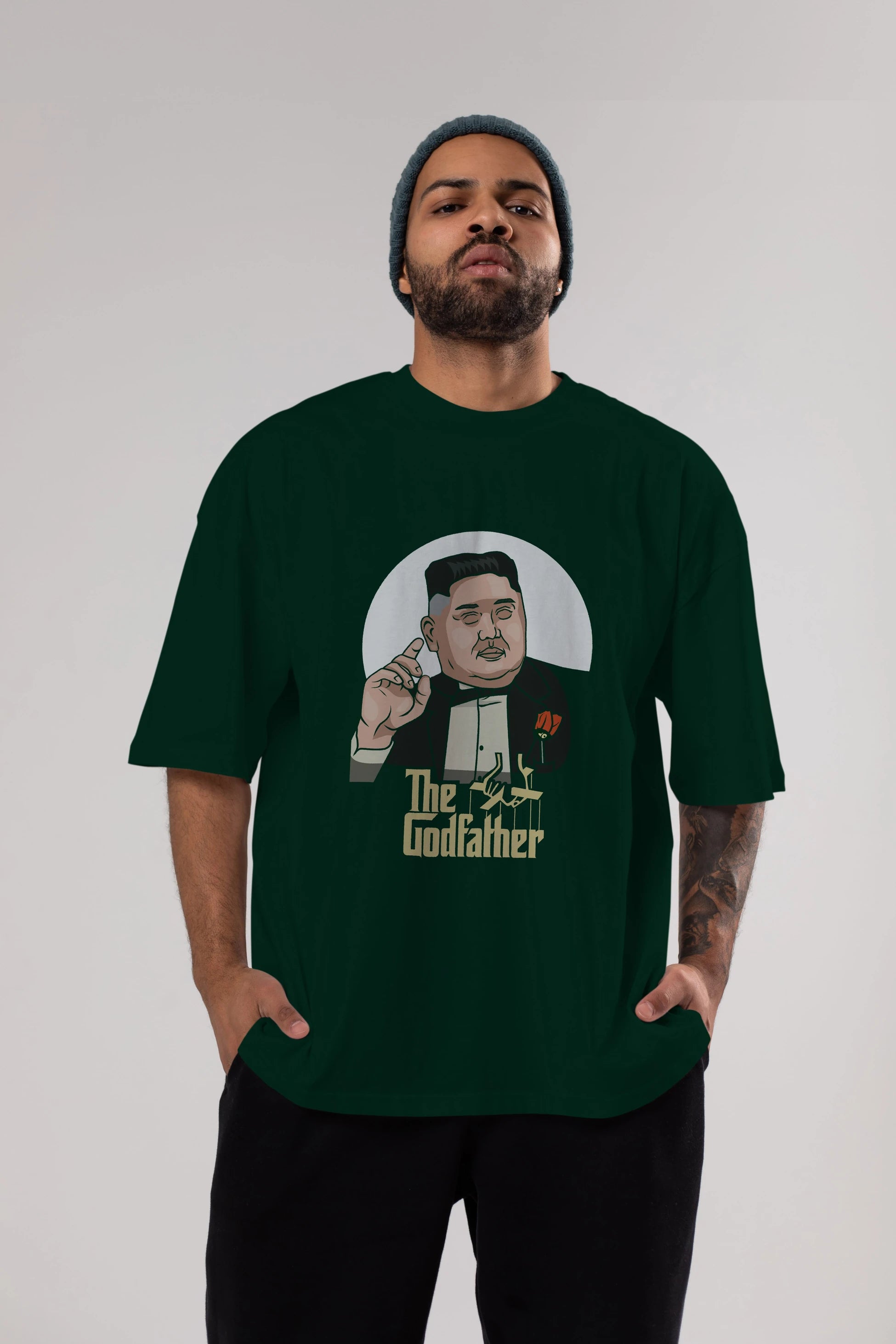 Godfather Jong Un Ön Baskılı Oversize t-shirt Erkek Kadın Unisex %100 Pamuk tişort