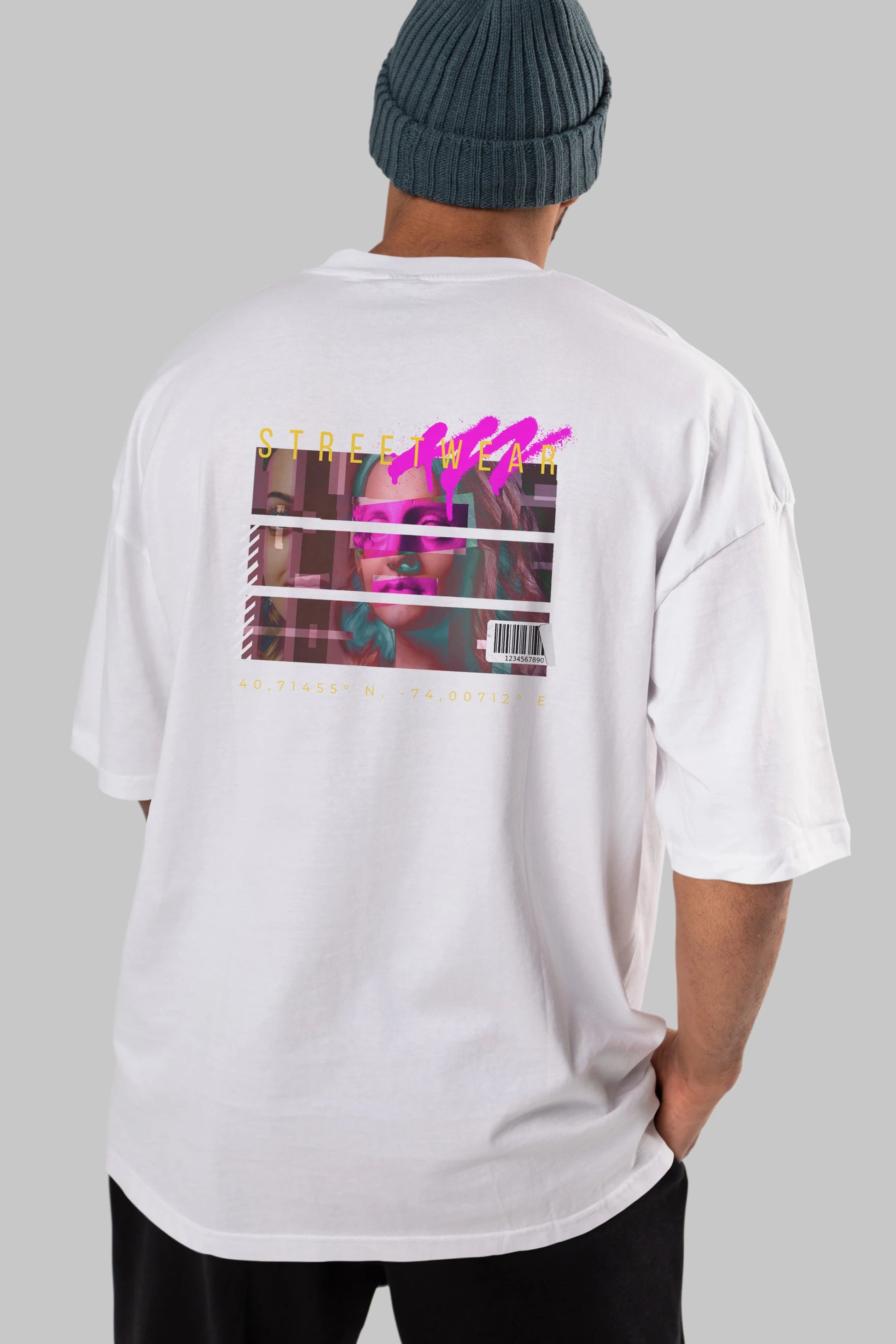 Futuristic Streetwear 2 Arka Baskılı Oversize t-shirt Erkek Kadın Unisex