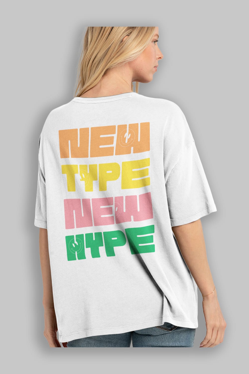New Type New Hype Yazılı Arka Baskılı Oversize t-shirt Erkek Kadın Unisex