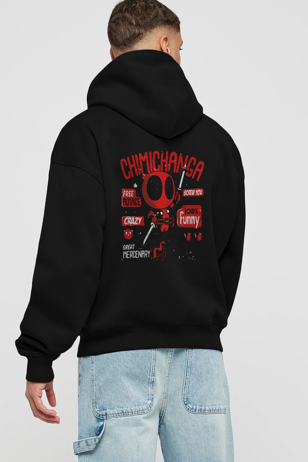 Deadpool (9) Arka Baskılı Hoodie Oversize Kapüşonlu Sweatshirt Erkek Kadın Unisex