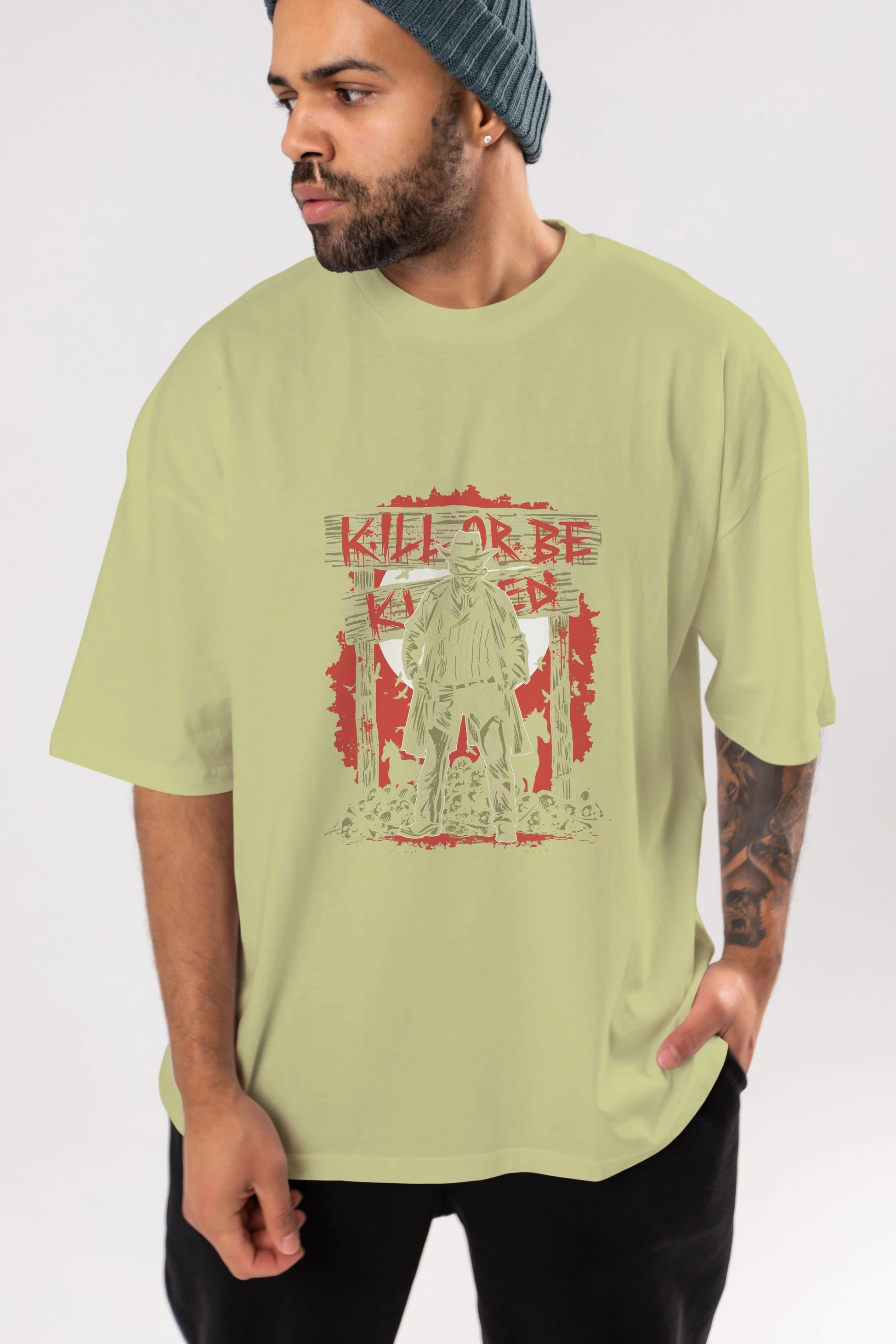 Kill Or Be Killed Ön Baskılı Oversize t-shirt Erkek Kadın Unisex %100 Pamuk tişort