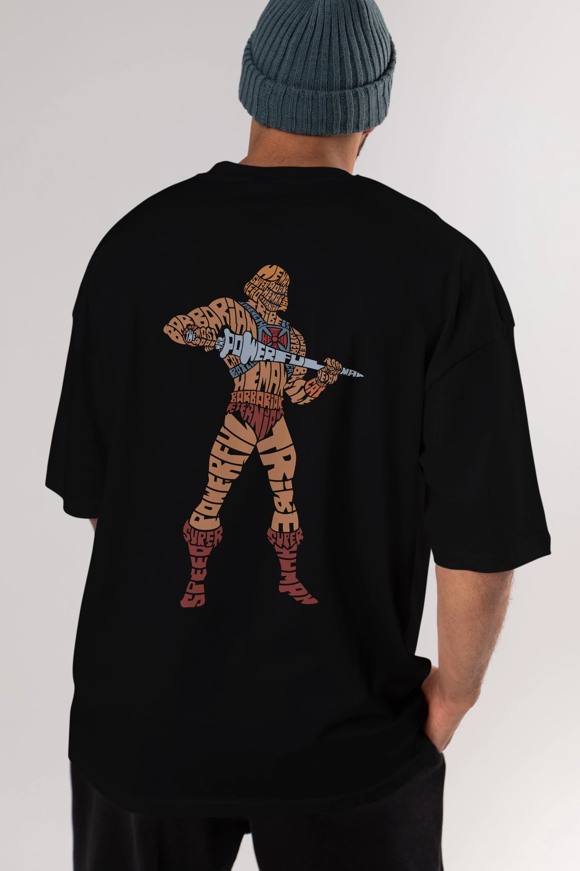 Heman Arka Baskılı Oversize t-shirt %100 pamuk Erkek Kadın Unisex