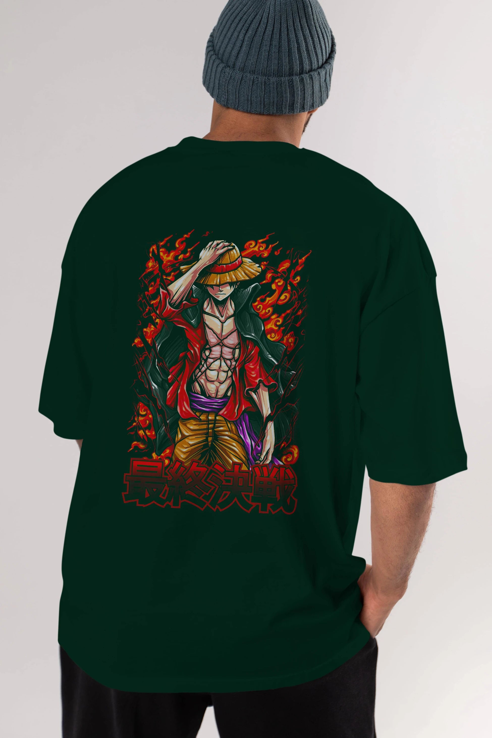 MONKEY D. LUFFY (3) Anime Arka Baskılı Oversize t-shirt Erkek Kadın Unisex