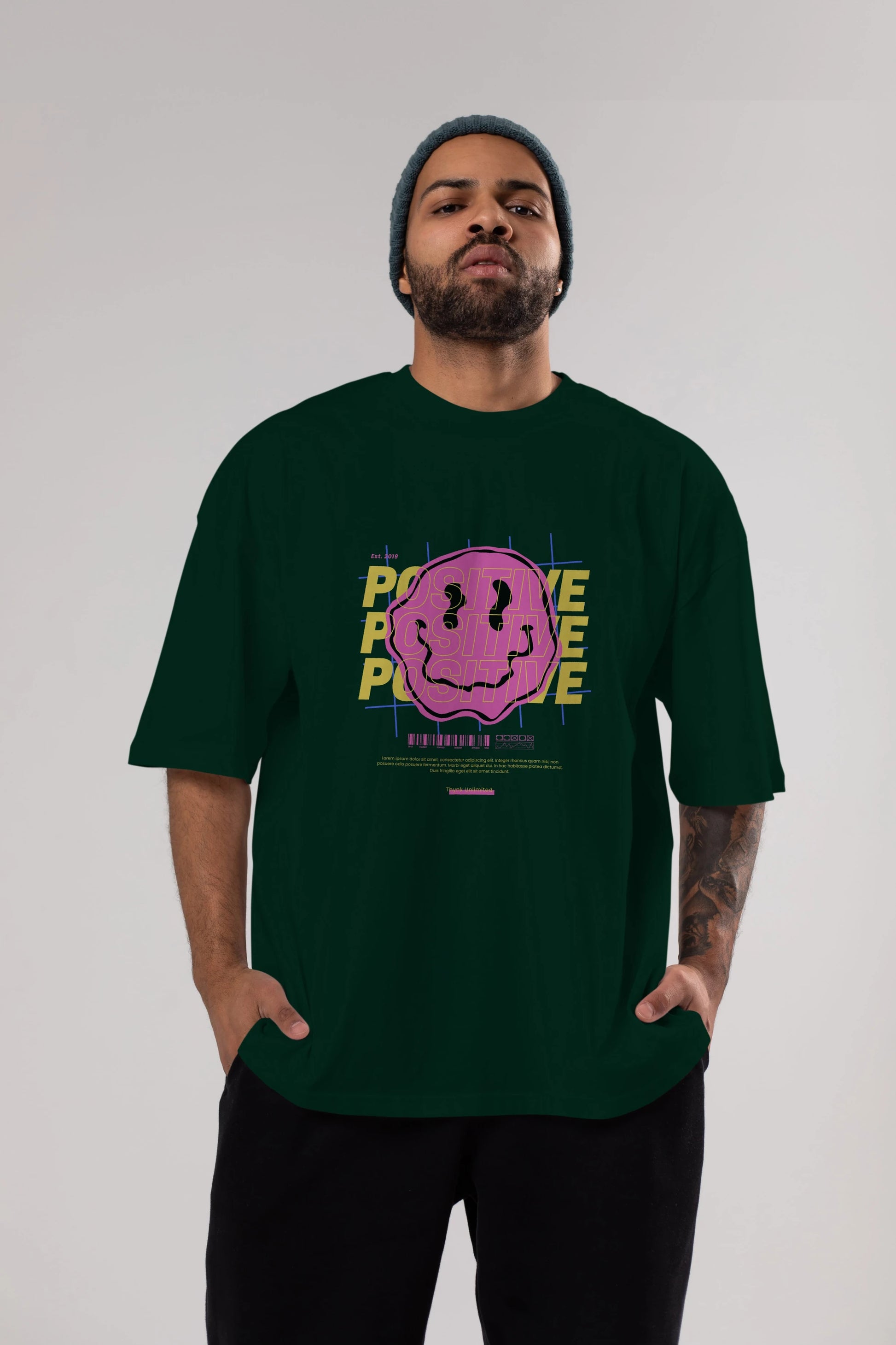Positive 2 Ön Baskılı Oversize t-shirt Erkek Kadın Unisex