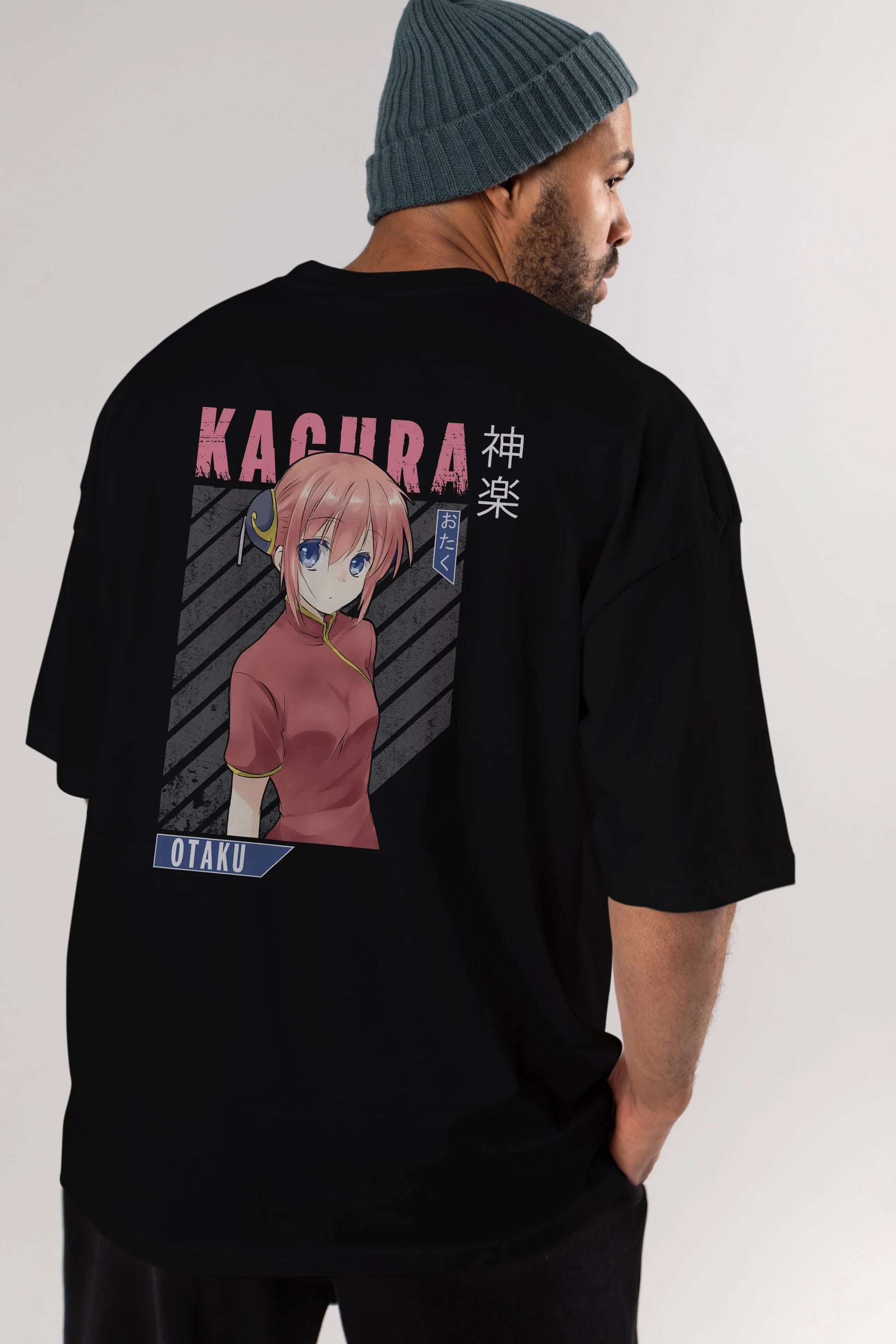 Kagura GINTAMA Anime Arka Baskılı Oversize t-shirt Erkek Kadın Unisex