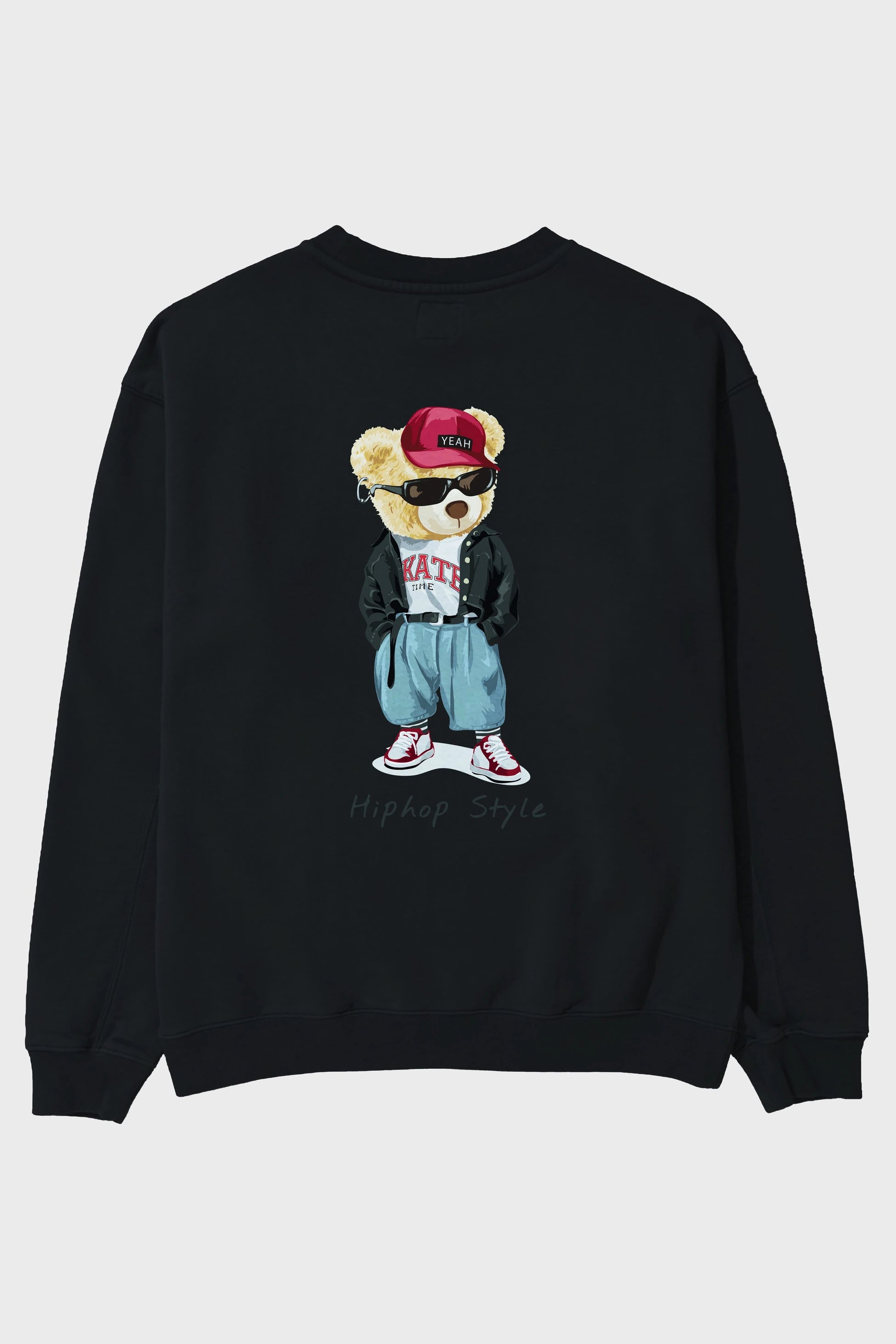 Teddy Bear Hiphop Style Arka Baskılı Oversize Sweatshirt Erkek Kadın Unisex