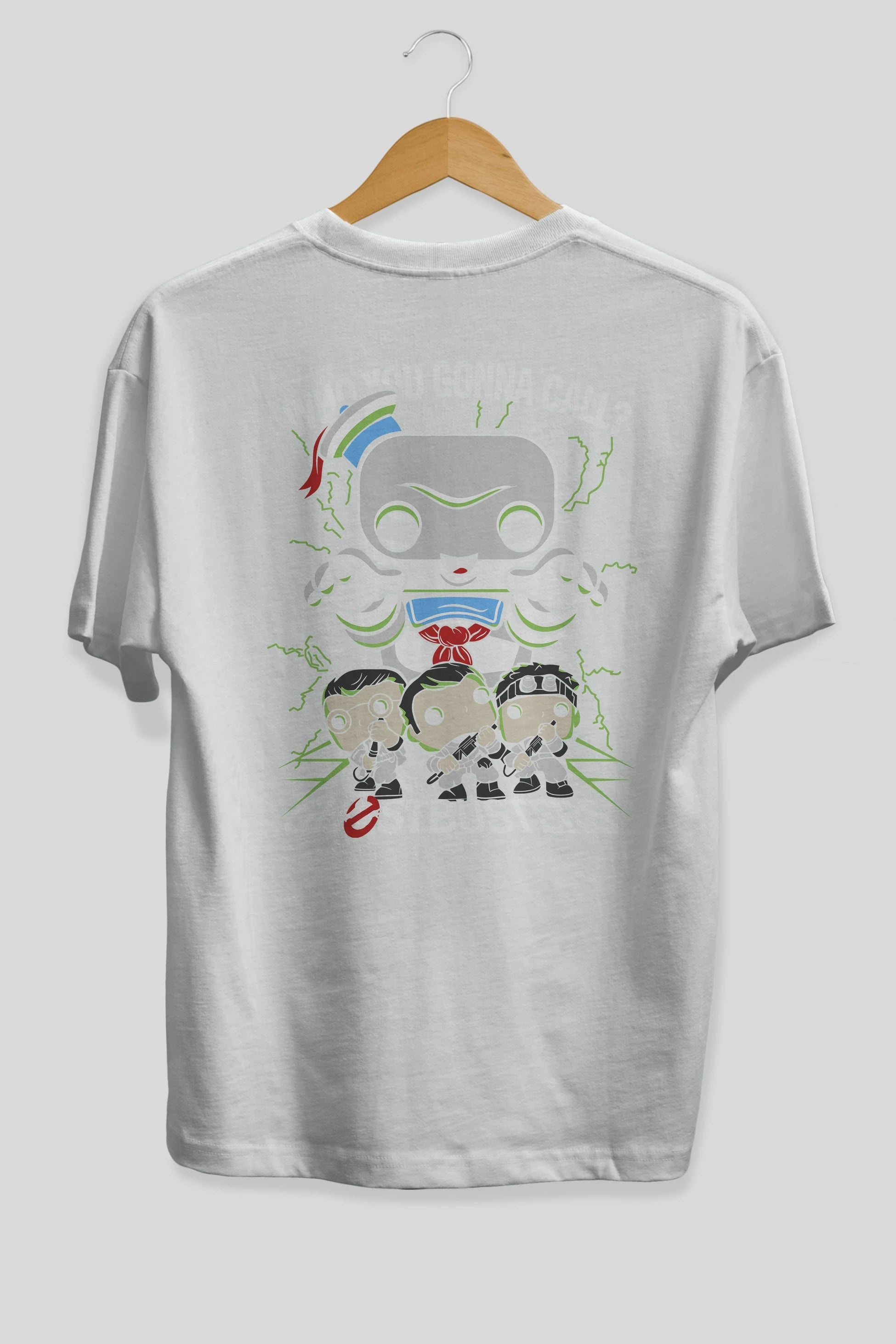 Ghostbusters Arka Baskılı Oversize t-shirt Erkek Kadın Unisex %100 Pamuk Bisiklet Yaka tişort