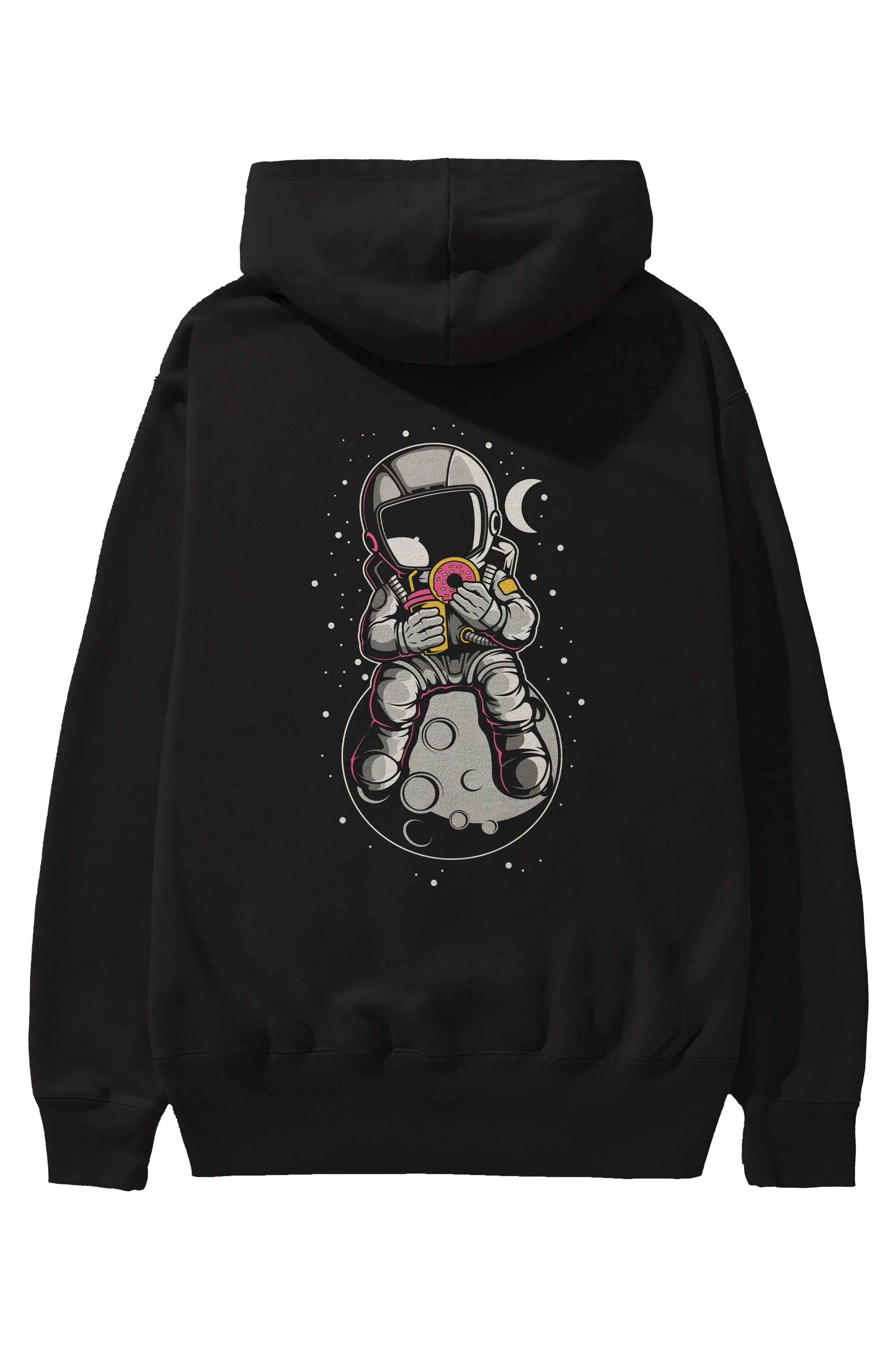 Astronaut Donuts Arka Baskılı Hoodie Oversize Kapüşonlu Sweatshirt Erkek Kadın Unisex