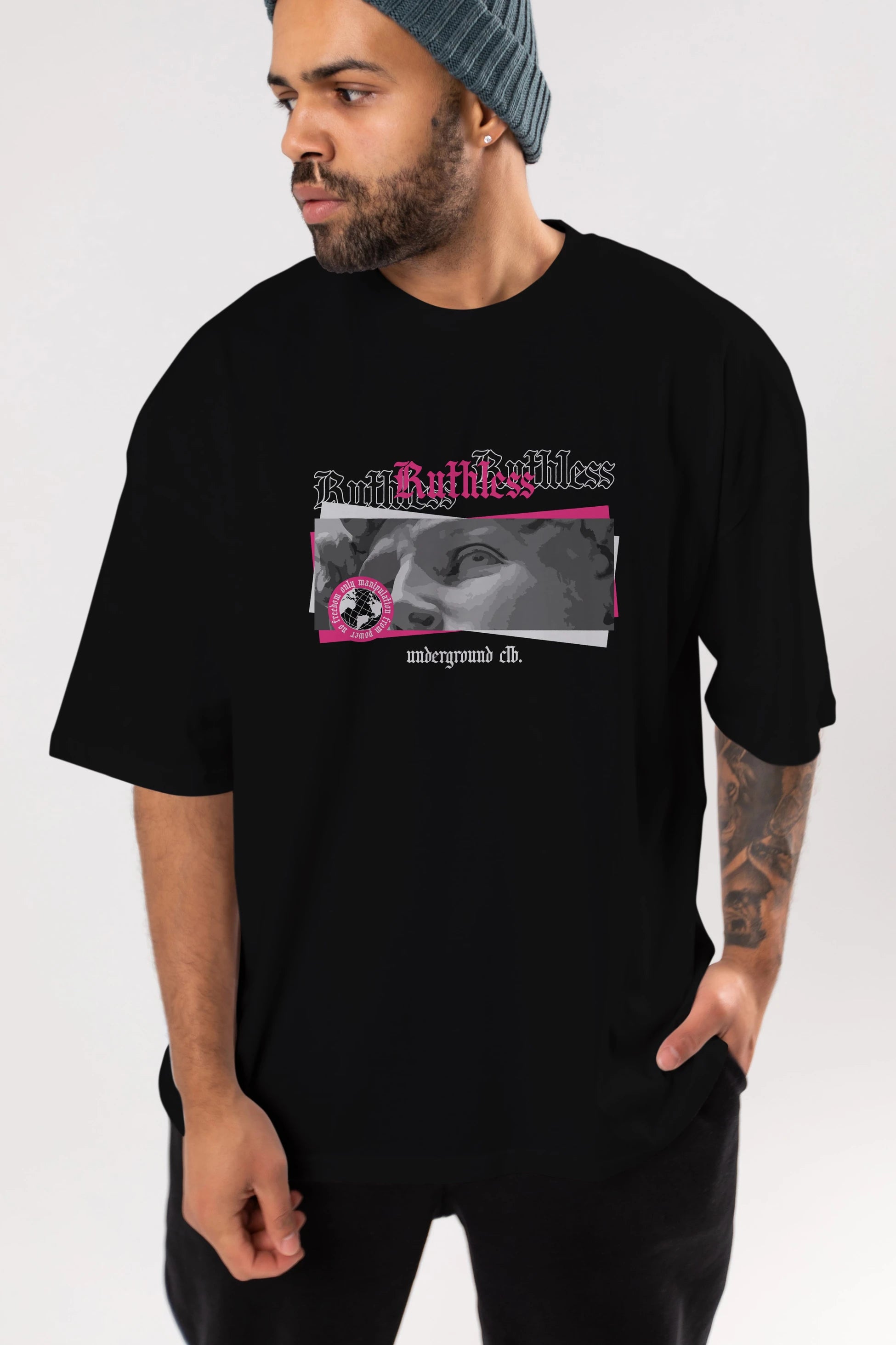 Ruthless Ön Baskılı Oversize t-shirt Erkek Kadın Unisex