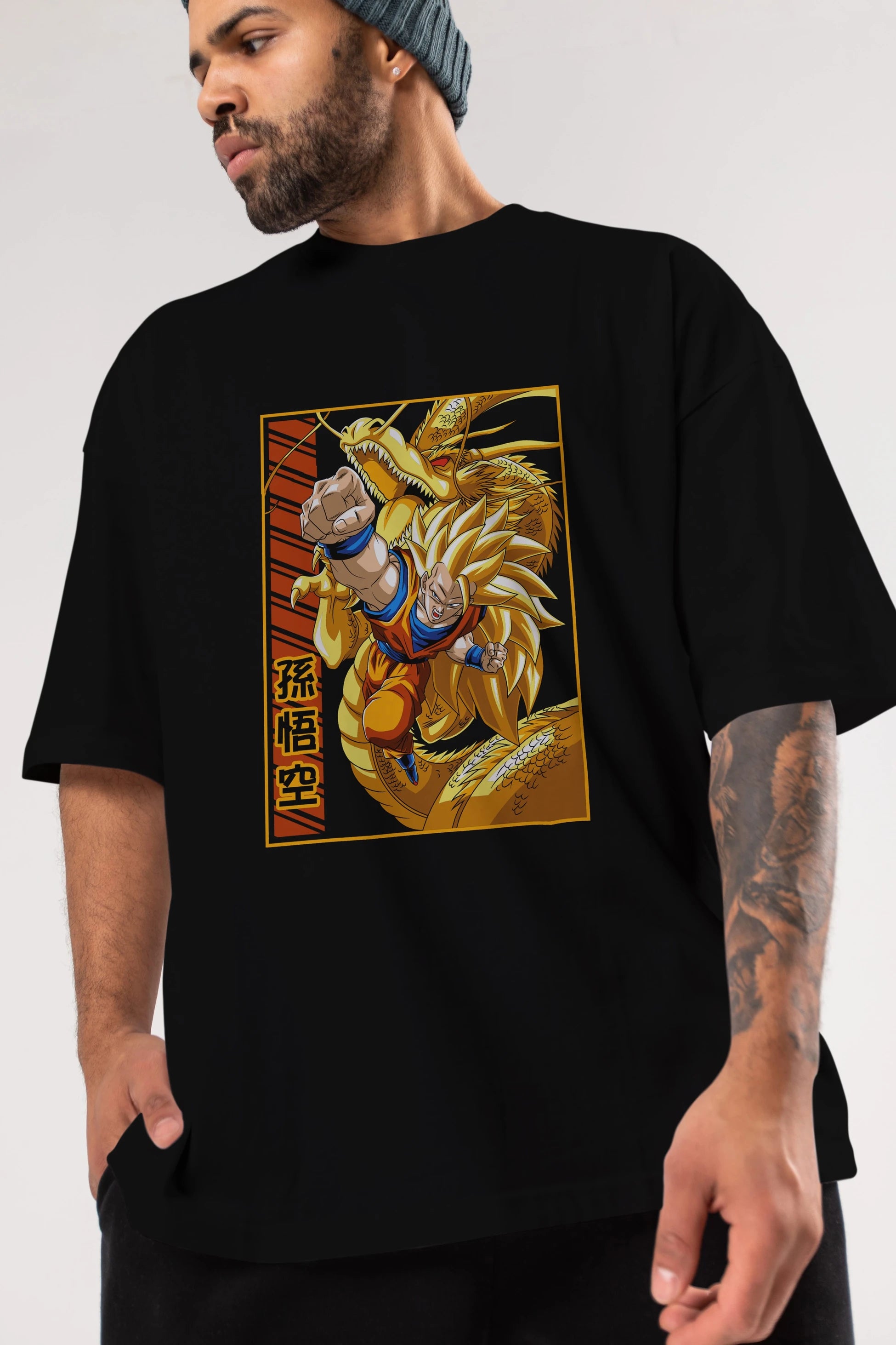 DragonBall Goku Anime Ön Baskılı Oversize t-shirt %100 pamuk Erkek Kadın Unisex