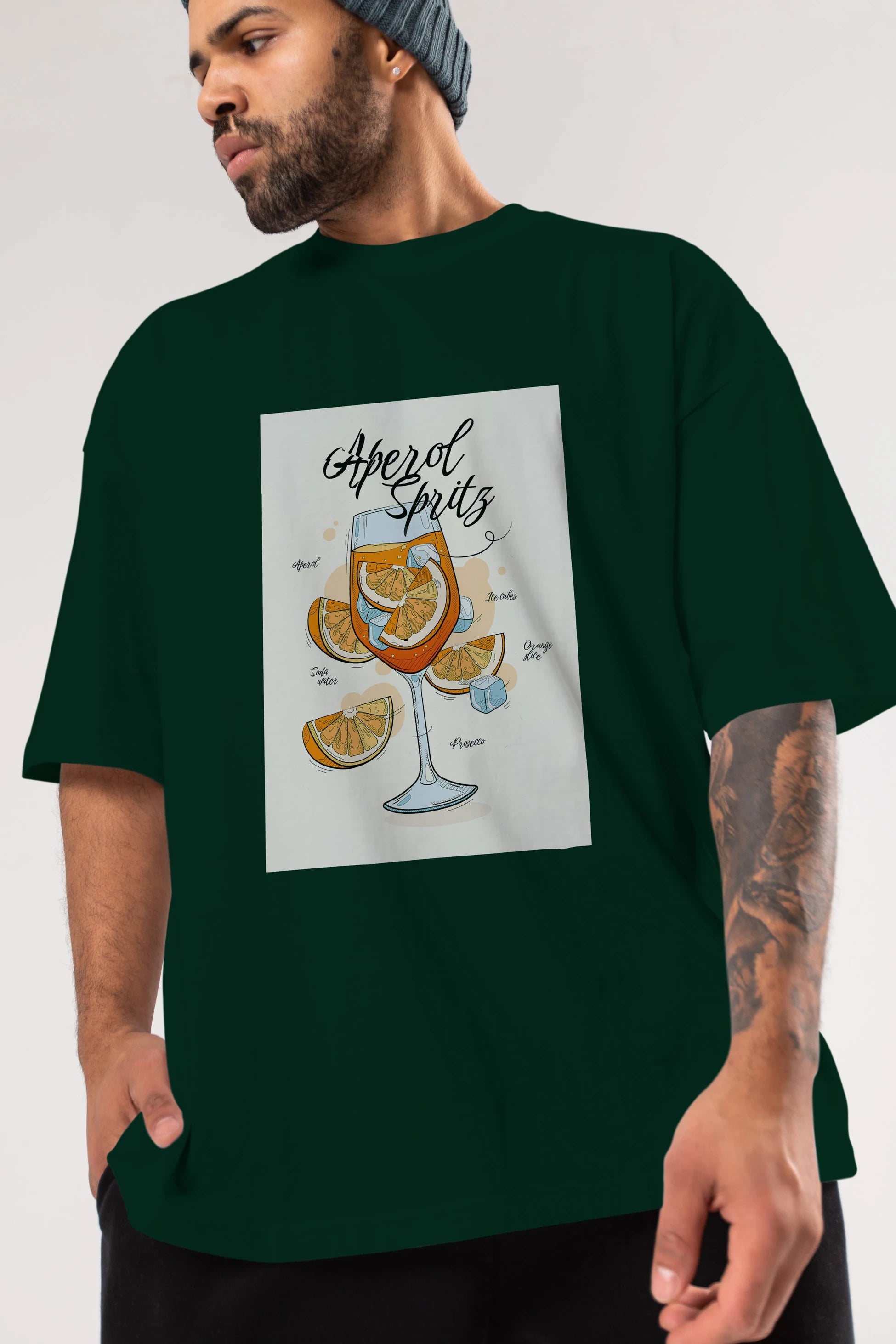 Aperol Spritz 6 Ön Baskılı Oversize t-shirt Erkek Kadın Unisex %100 Pamuk Bisiklet Yaka tişort