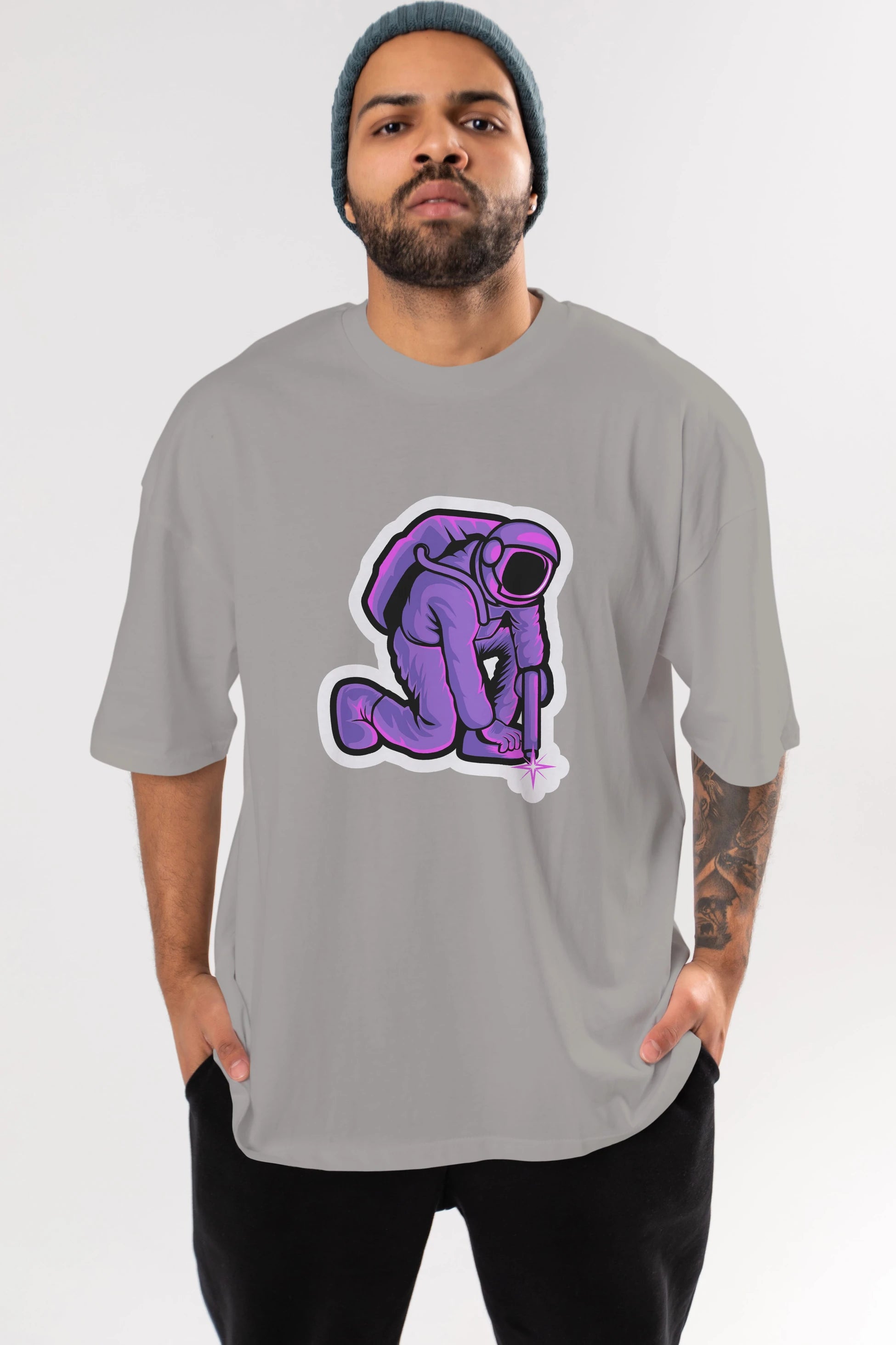 Welding in Space Sticker Ön Baskılı Oversize t-shirt Erkek Kadın Unisex