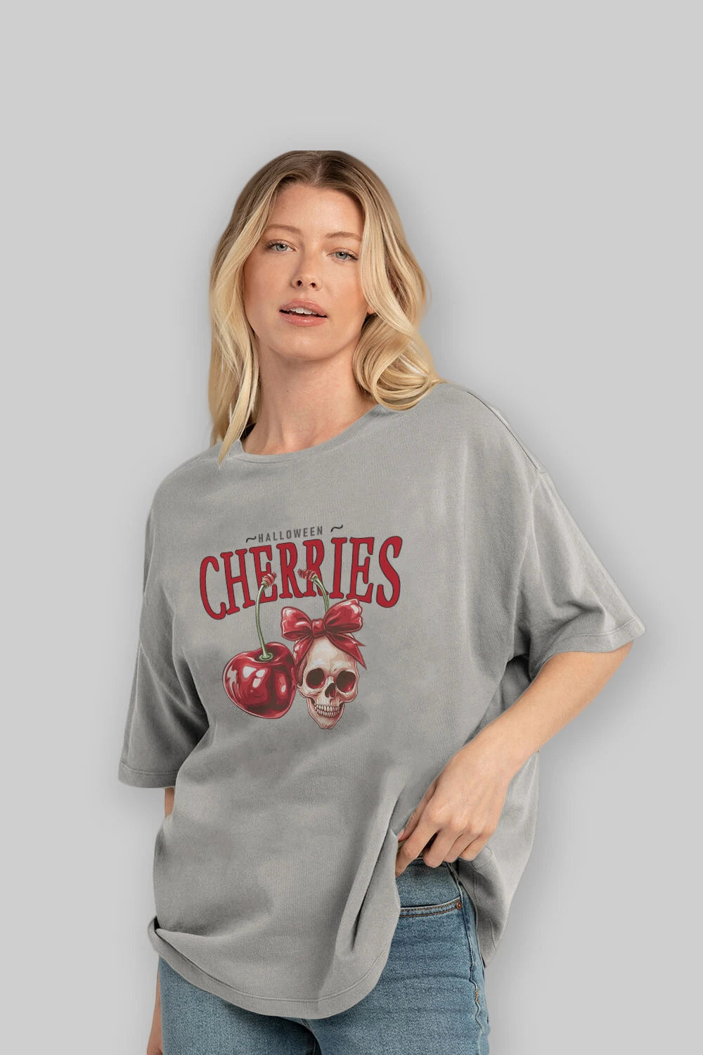 Cherry Cherries 1 Ön Baskılı Oversize t-shirt Erkek Kadın Pamuk Bisiklet Yaka tişort