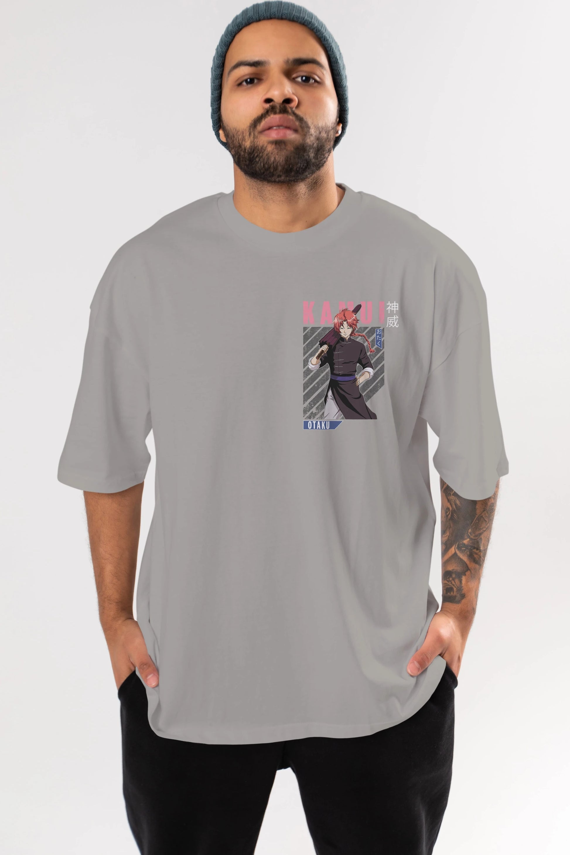 Kamui GINTAMA 1 Ön Sol Baskılı Oversize t-shirt Erkek Kadın Unisex %100 Pamuk Bisiklet Yaka tişort