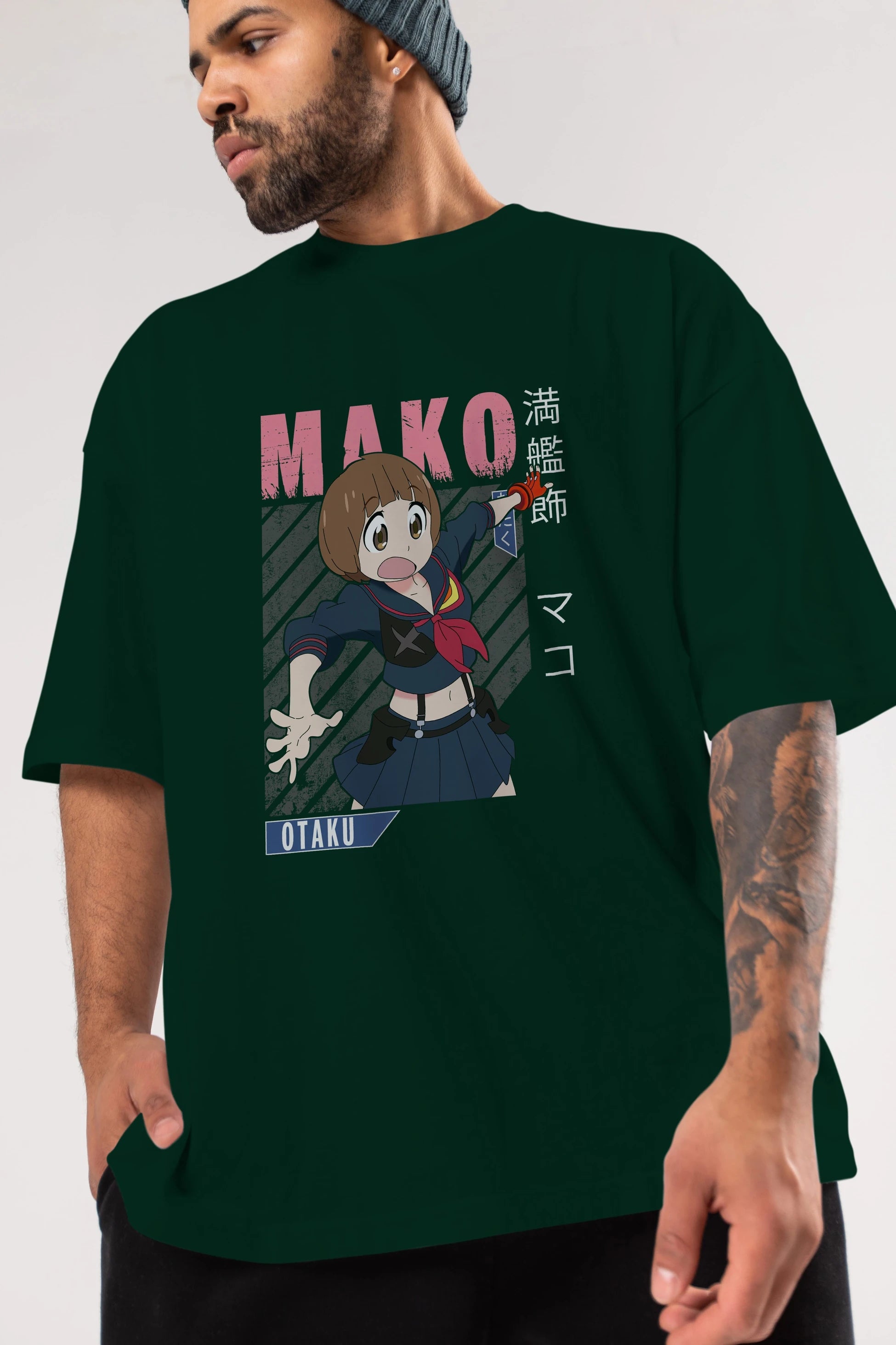 Mako Mankanshoku 2 Anime Ön Baskılı Oversize t-shirt %100 pamuk Erkek Kadın Unisex