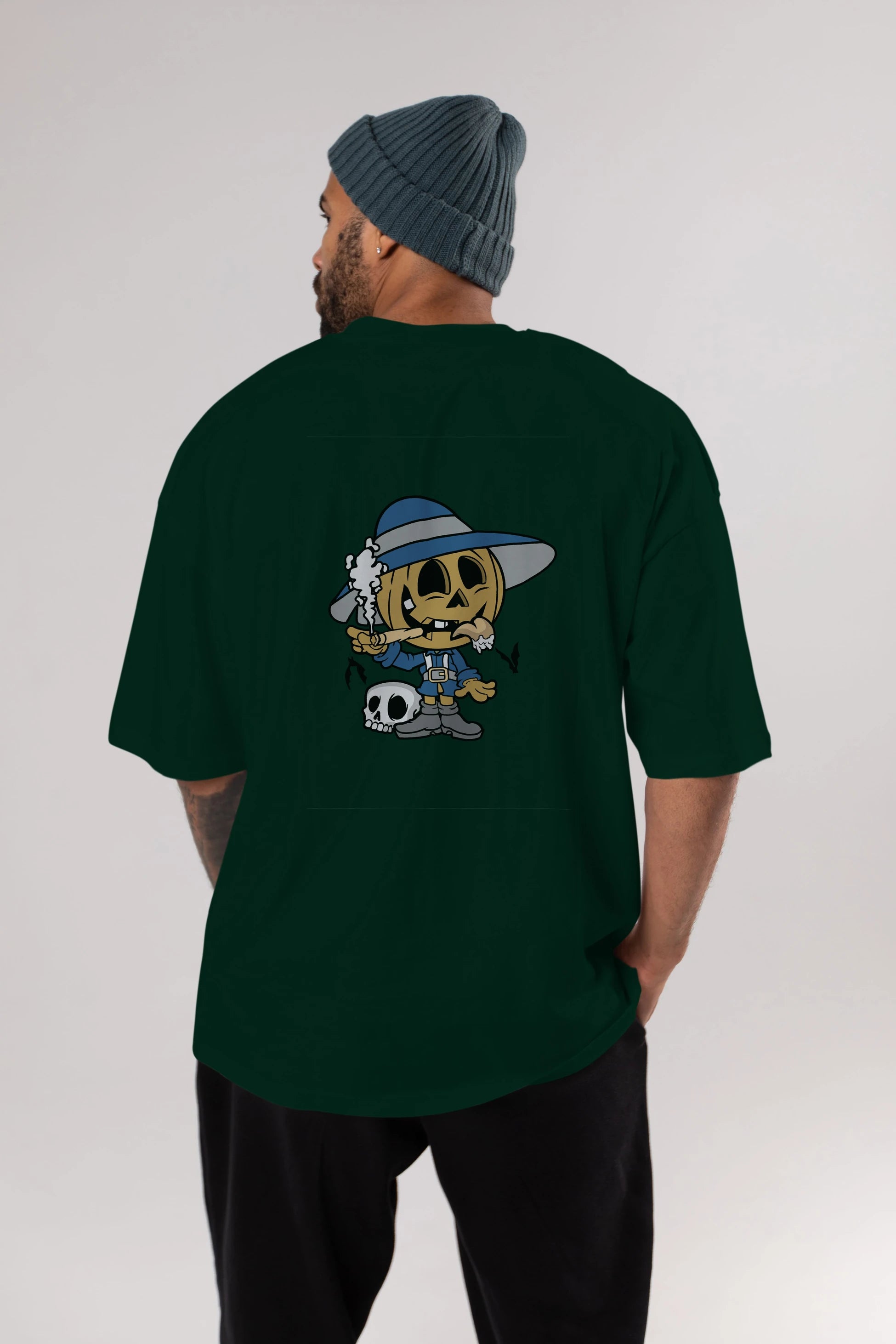 Halloween Kid Arka Baskılı Oversize t-shirt Erkek Kadın Unisex %100 Pamuk tişort