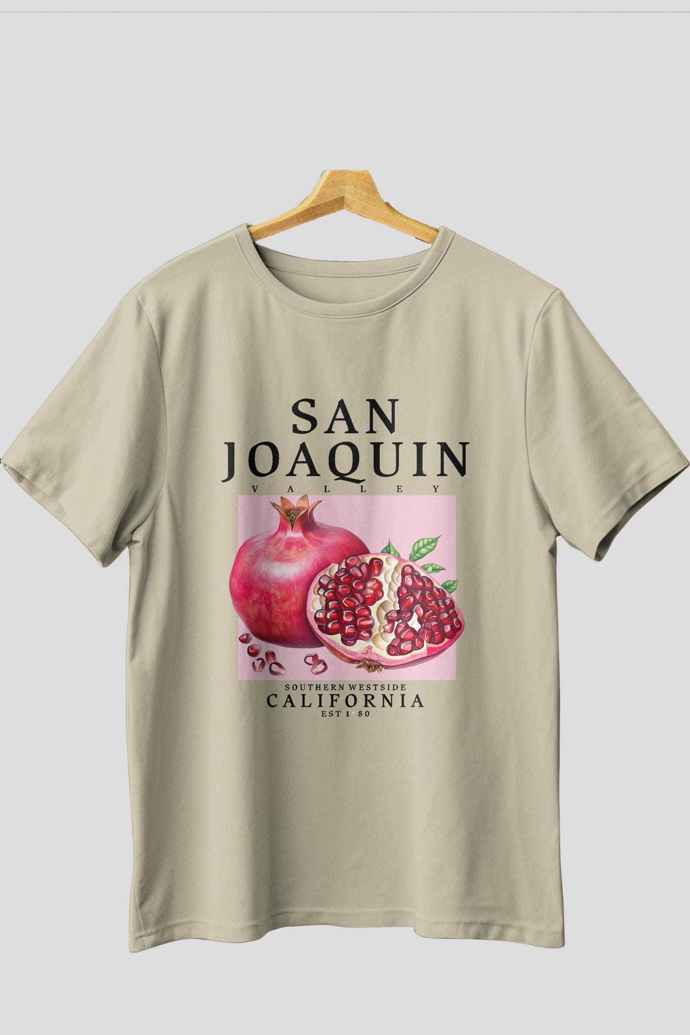 San Joaquin Nar Ön Baskılı Oversize t-shirt Erkek Kadın Pamuk Bisiklet Yaka tişort