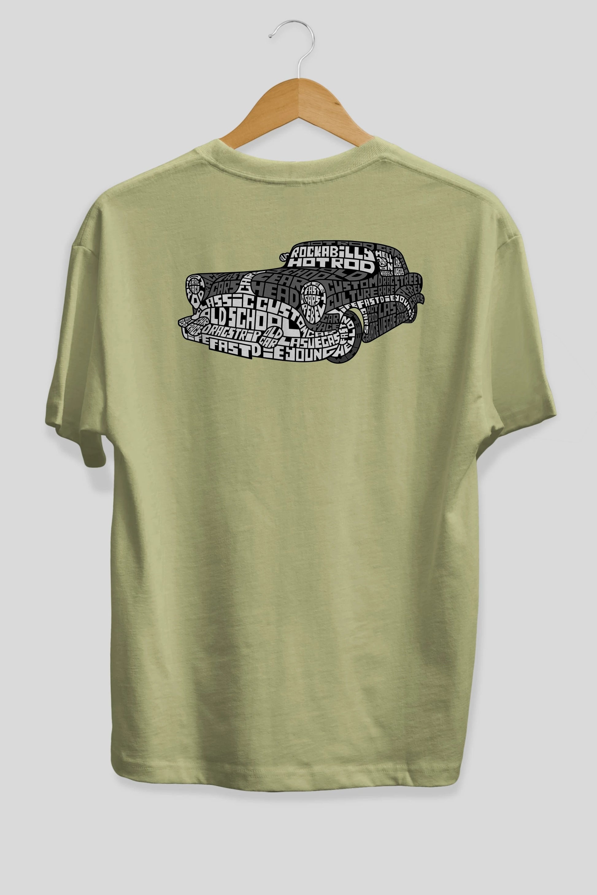 Hotrod Arka Baskılı Oversize t-shirt %100 pamuk Erkek Kadın Unisex