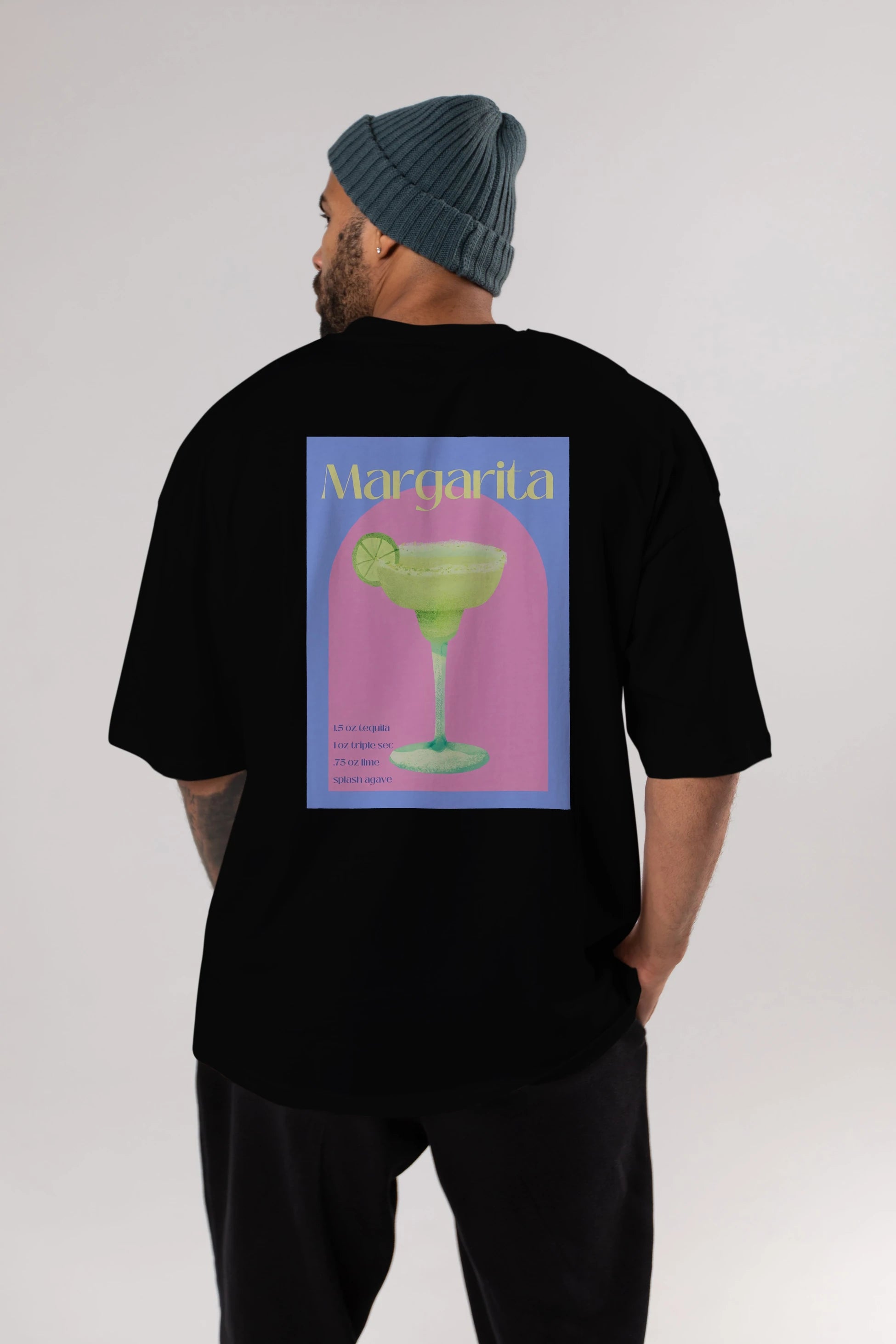 Margarita 6 Arka Baskılı Oversize t-shirt Erkek Kadın Unisex %100 Pamuk Bisiklet Yaka tişort