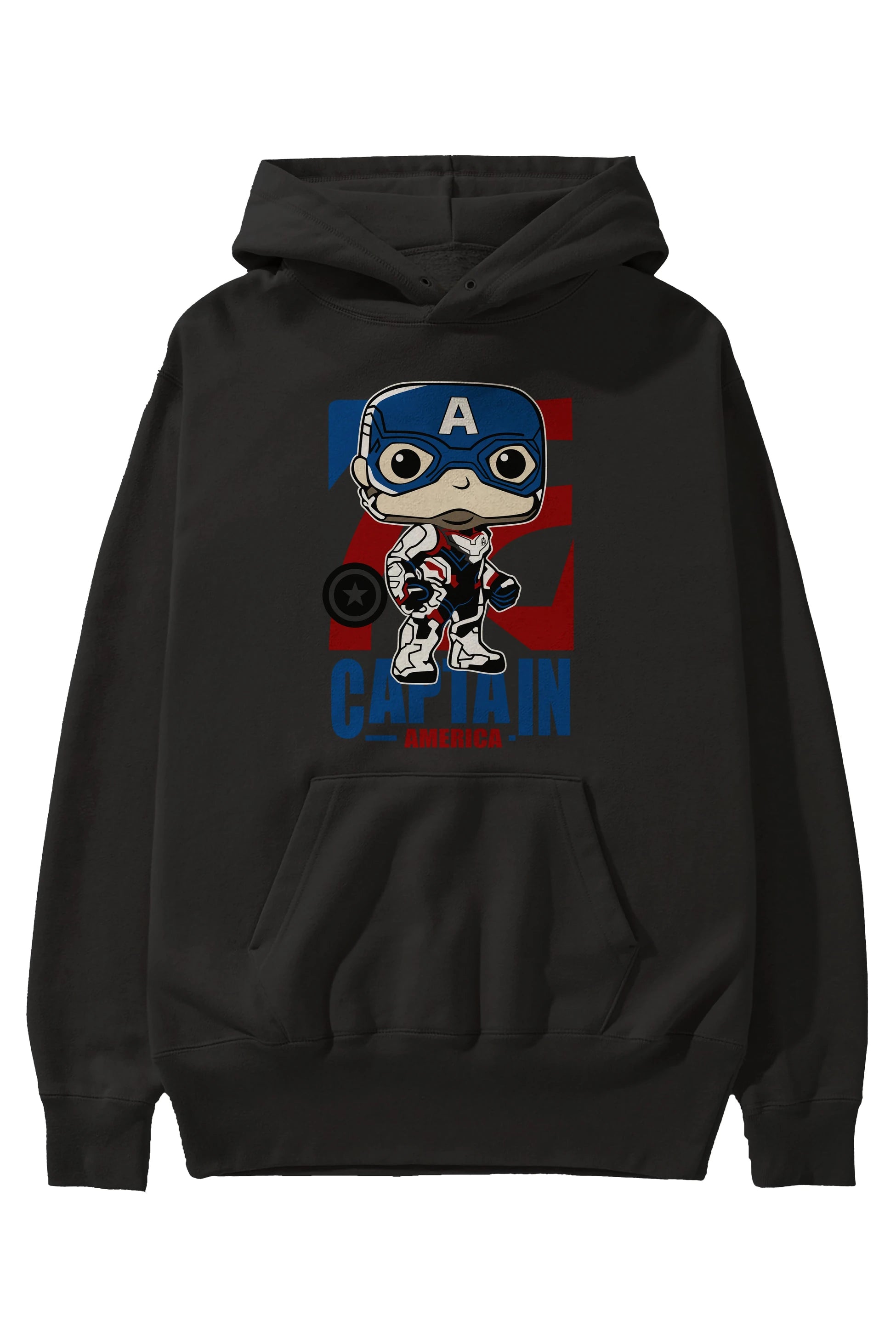 Captain America Ön Baskılı Hoodie Oversize Kapüşonlu Sweatshirt Erkek Kadın Unisex