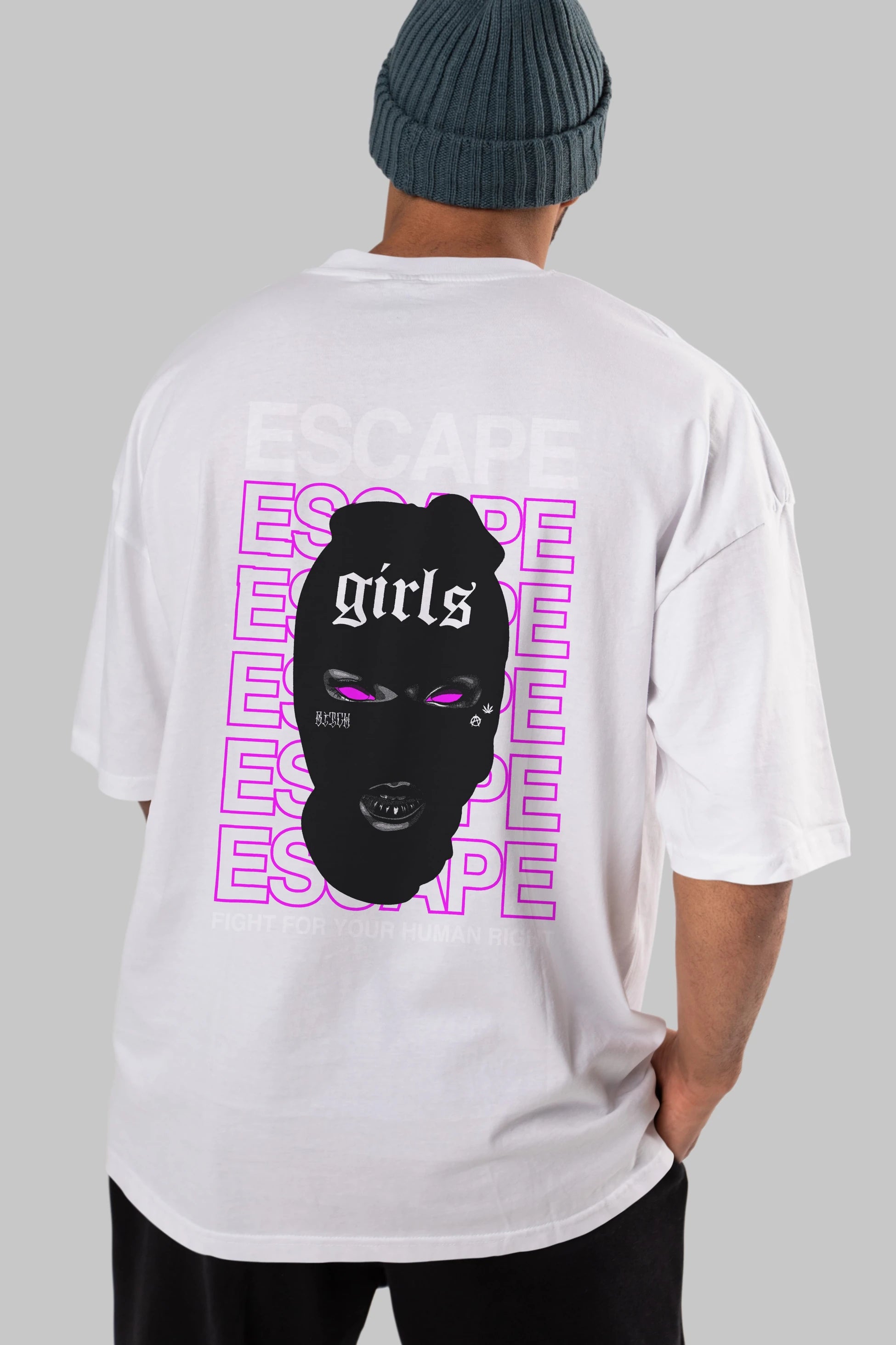 Escape Girl Arka Baskılı Oversize t-shirt Erkek Kadın Unisex
