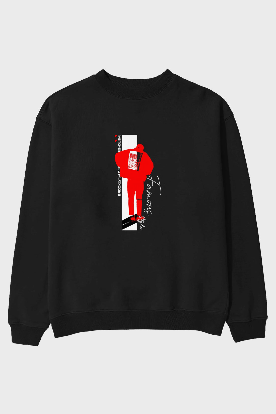 Brooklyn Style Ön Baskılı Oversize Sweatshirt Erkek Kadın Unisex