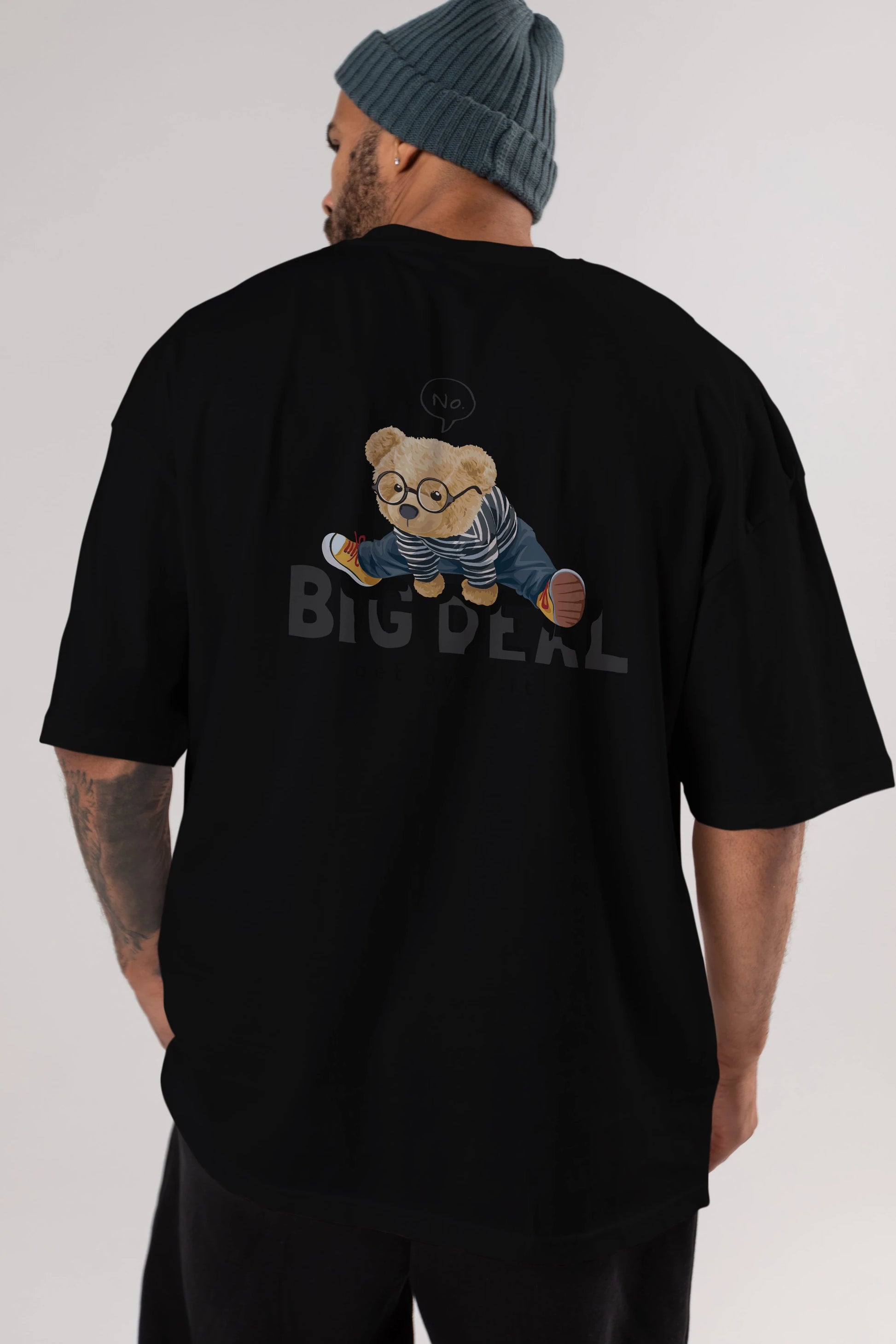 Teddy Bear Big Deal Arka Baskılı Oversize t-shirt Erkek Kadın Unisex %100 Pamuk