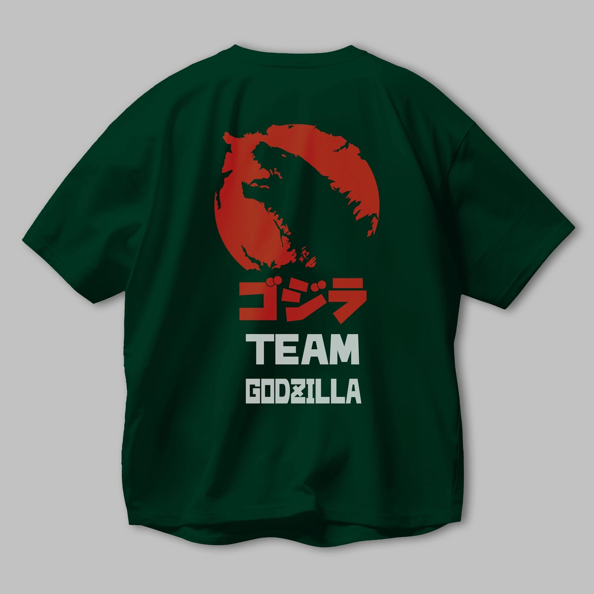 Team Godzilla Arka Baskılı Oversize t-shirt Erkek Kadın Unisex %100 Pamuk Bisiklet Yaka tişort