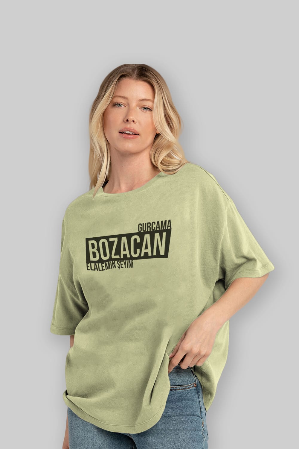 Gurcama Bozacan Elalemin Ön Baskılı Oversize t-shirt %100 pamuk Erkek Kadın Unisex
