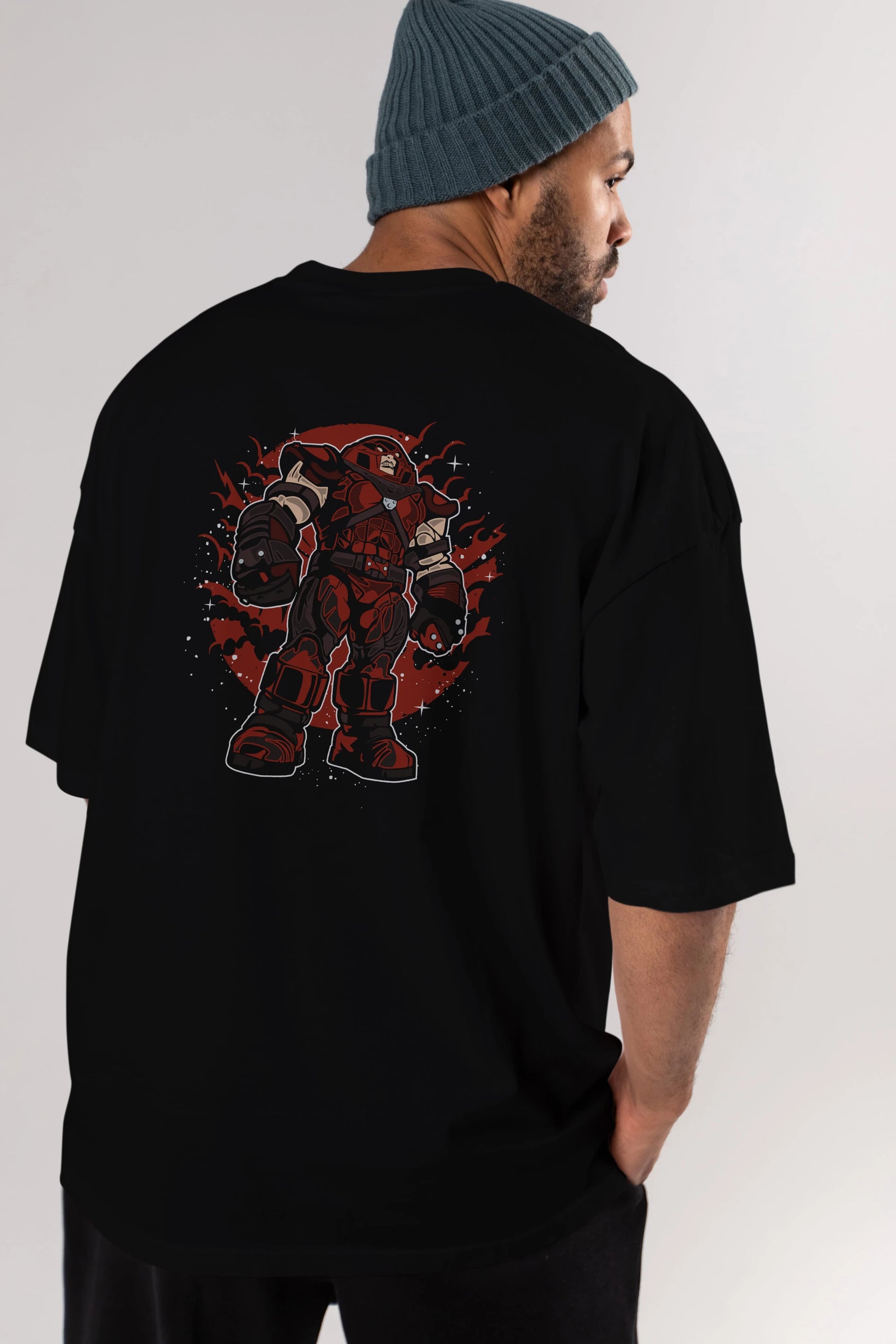 JUGERNAUT Arka Baskılı Oversize t-shirt Erkek Kadın Unisex %100 Pamuk