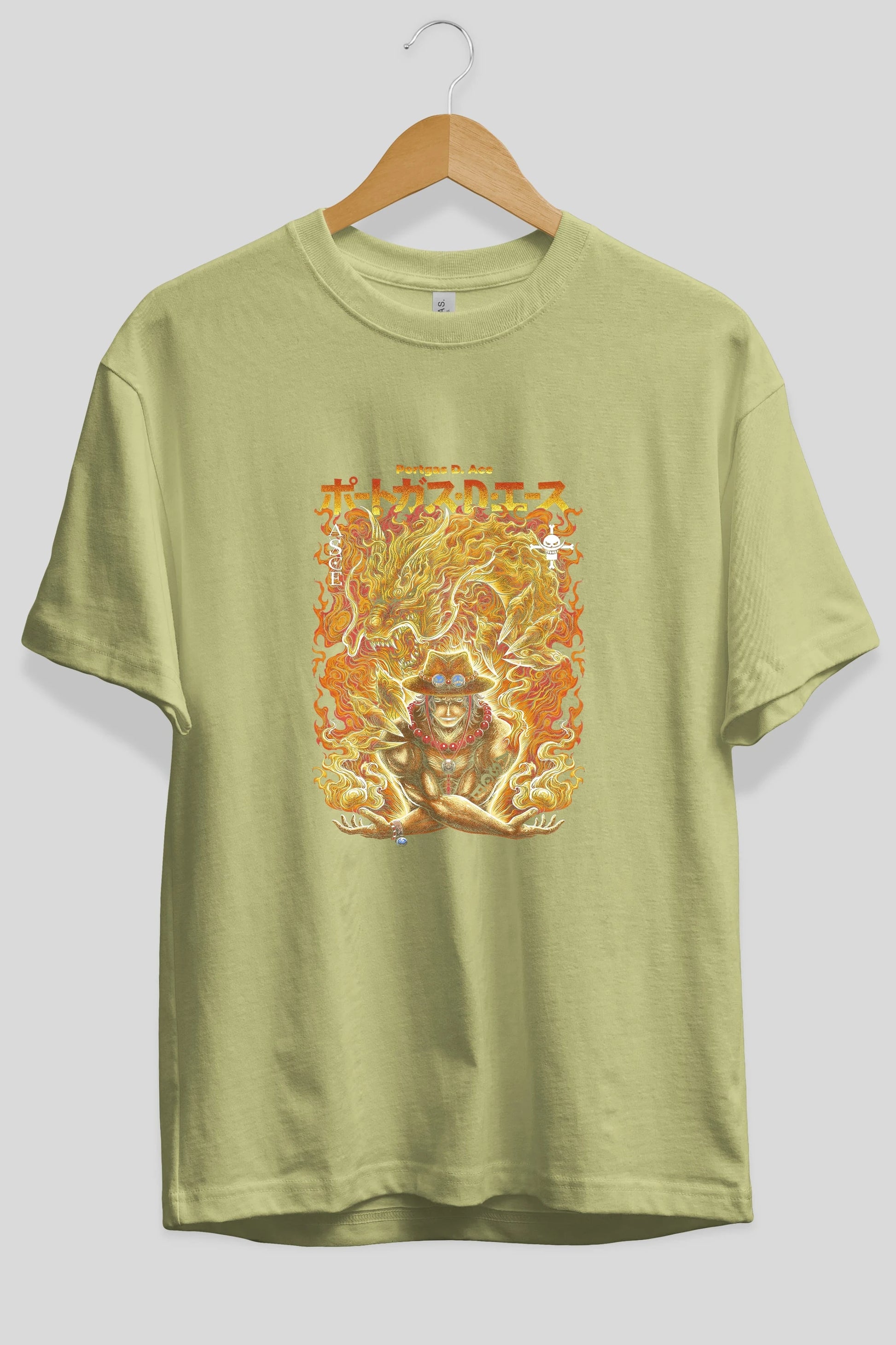 PORTGAS D. ACE Anime Ön Baskılı Oversize t-shirt %100 pamuk Erkek Kadın Unisex