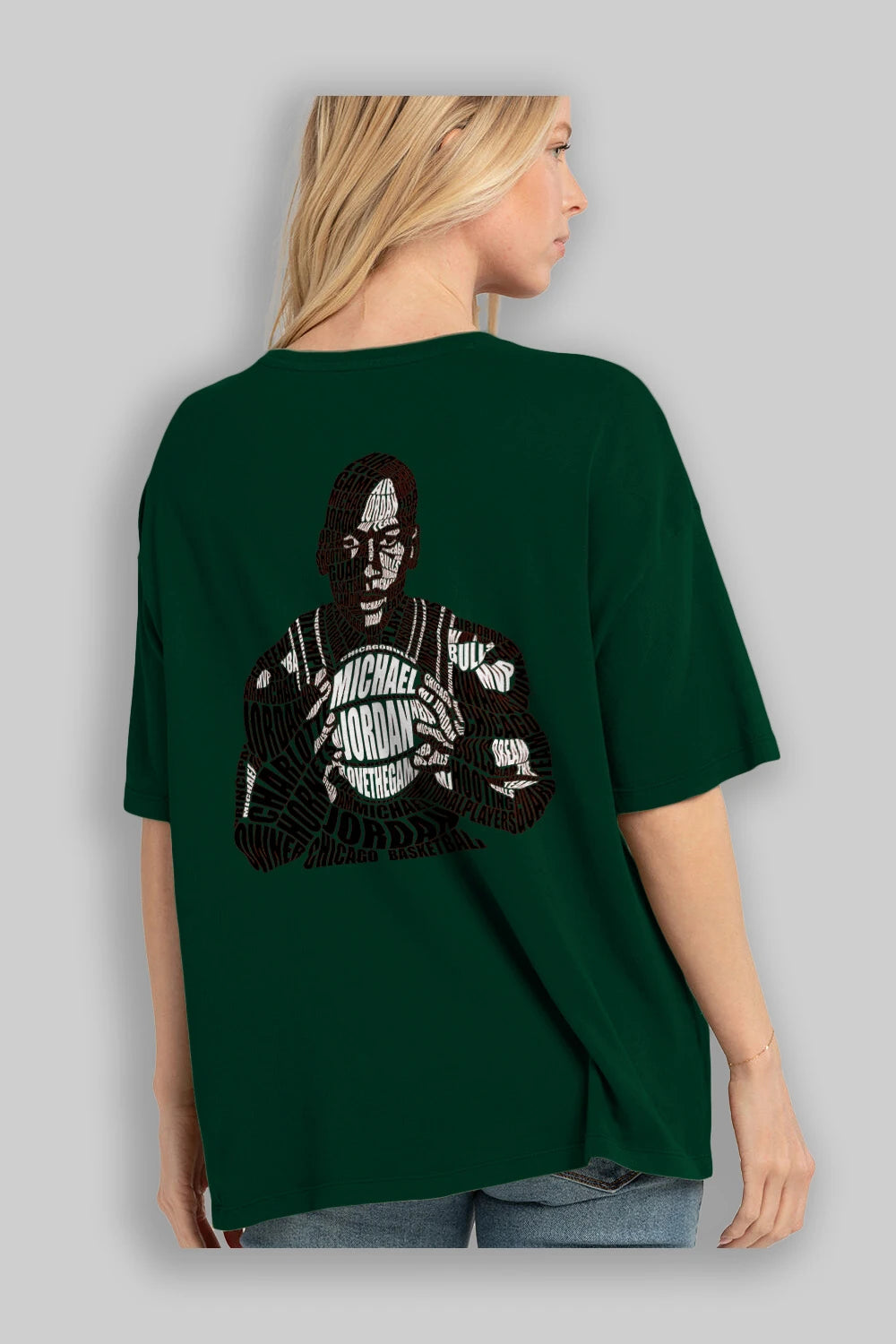 Michael Jordan Calligram Arka Baskılı Oversize t-shirt %100 pamuk Erkek Kadın Unisex