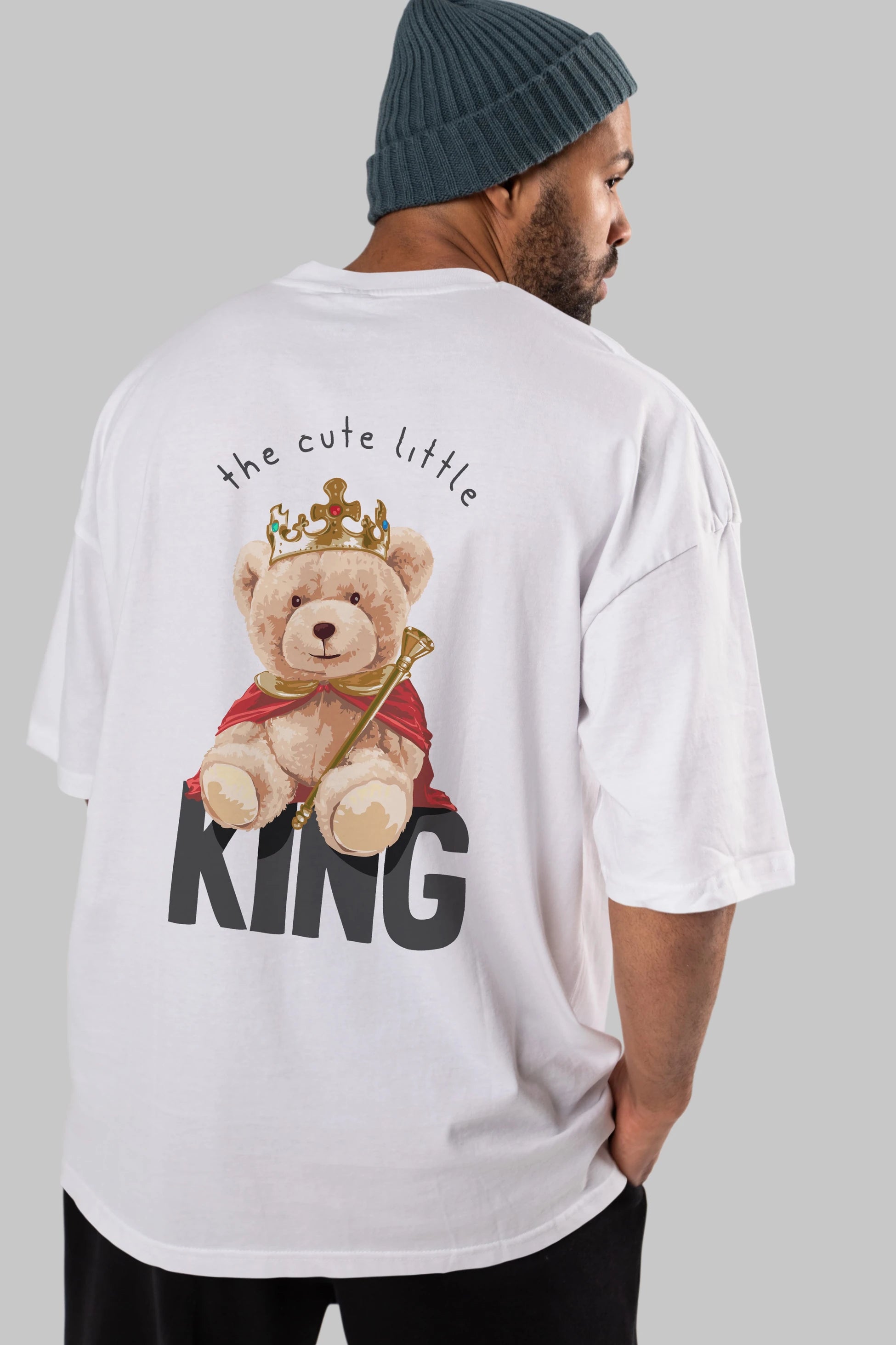 Teddy Bear King Arka Baskılı Oversize t-shirt Erkek Kadın Unisex %100 Pamuk