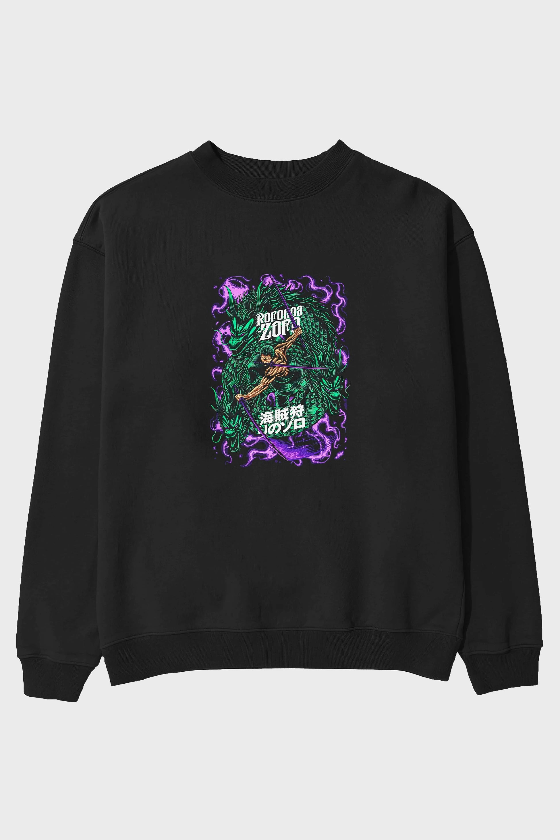 RORONOA ZORO 5 Anime Ön Baskılı Oversize Sweatshirt Erkek Kadın Unisex